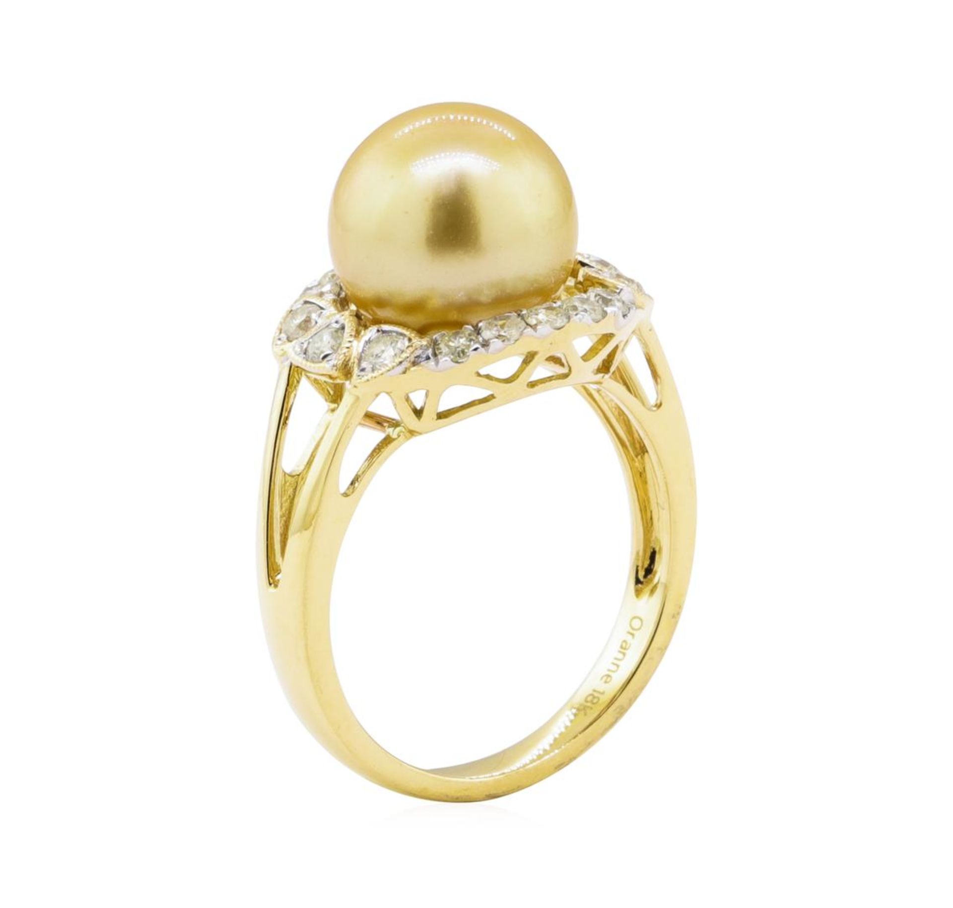 Pearl and Diamond Ring - 18KT Yellow Gold - Image 4 of 5