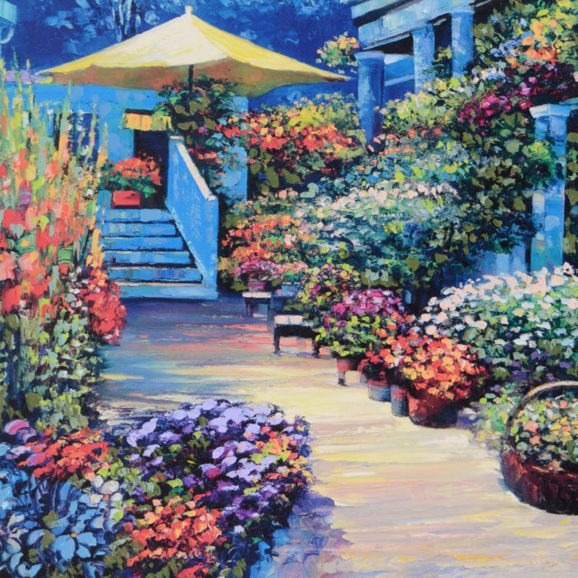 Howard Behrens (1933-2014), "Nantucket Flower Market" Limited Edition on Canvas, - Image 2 of 2