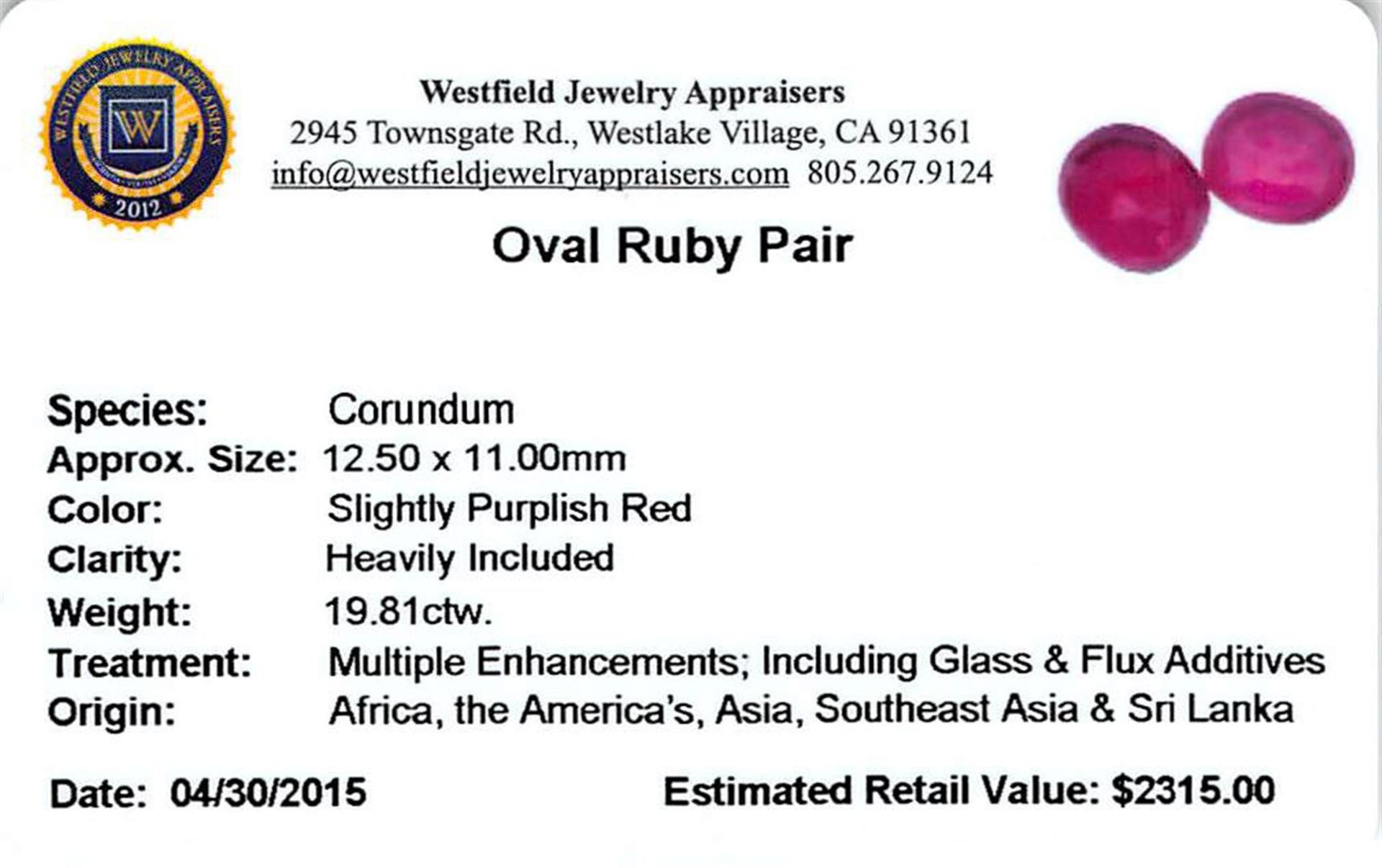 19.81 ctw Oval Mixed Ruby Parcel - Image 2 of 2