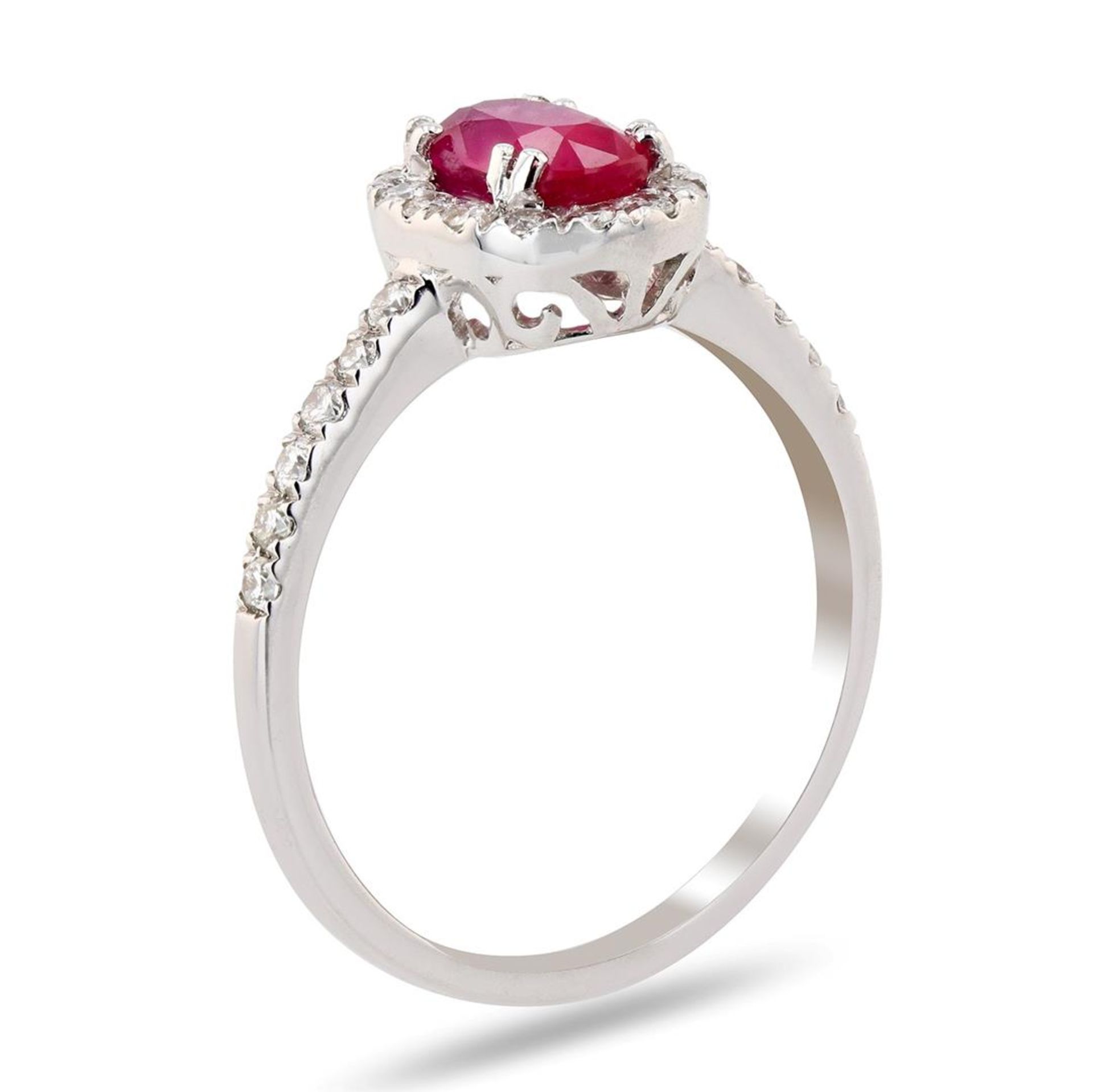 1.06ct Ruby and 0.38ctw Diamond Platinum Ring (GIA CERTIFIED) - Image 2 of 4