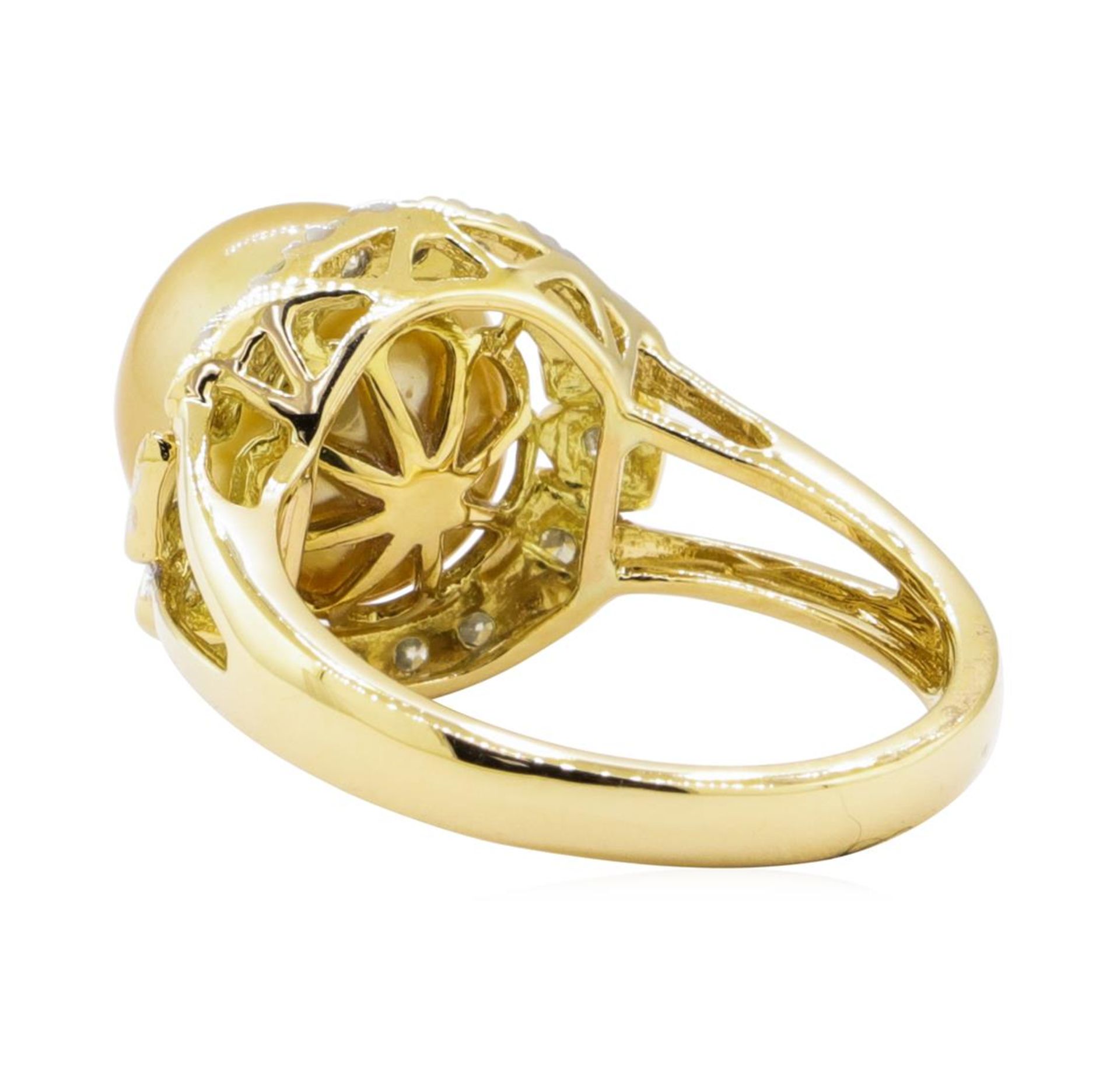 Pearl and Diamond Ring - 18KT Yellow Gold - Image 3 of 5