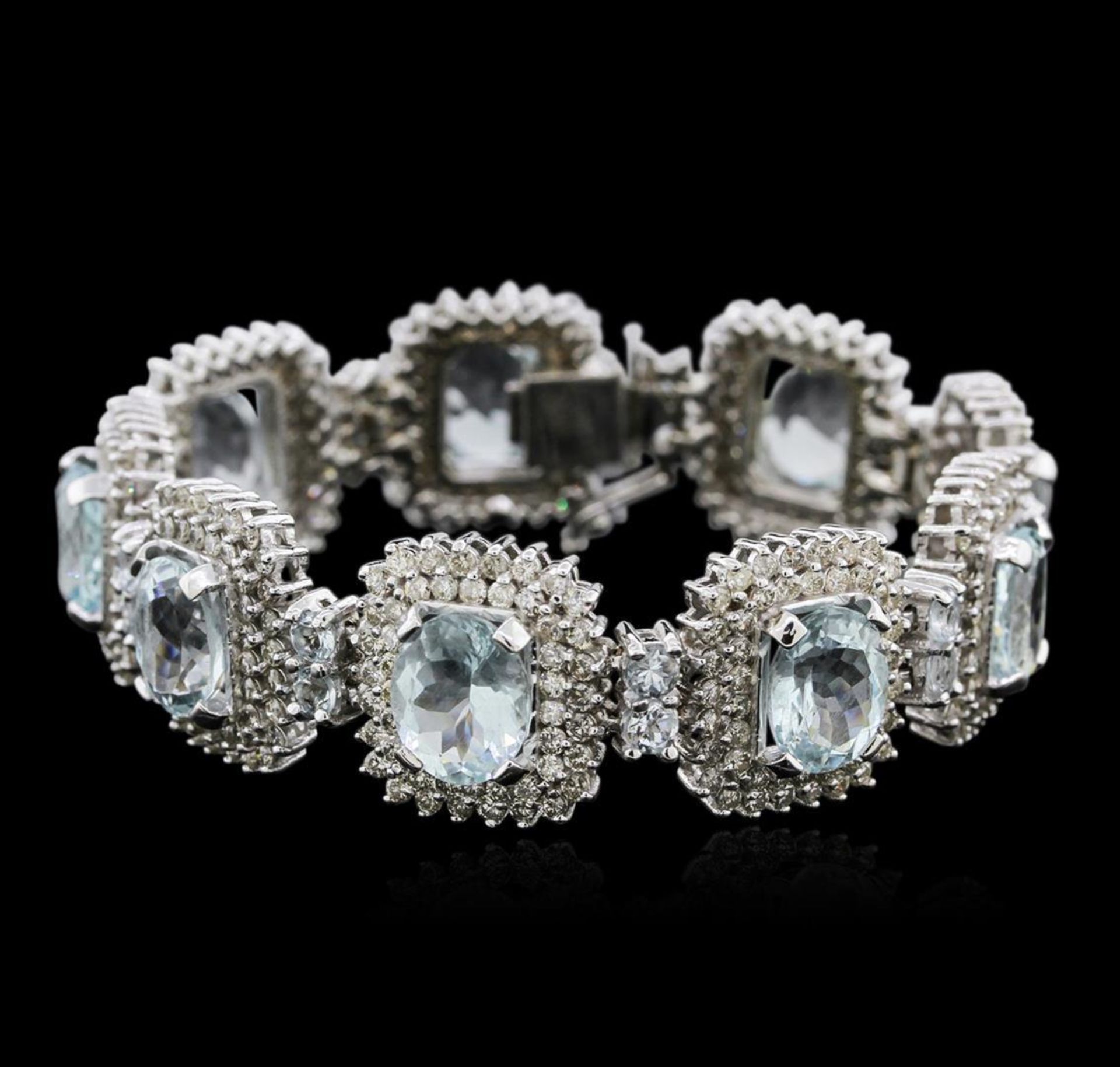 14KT White Gold 38.79 ctw Aquamarine and Diamond Bracelet