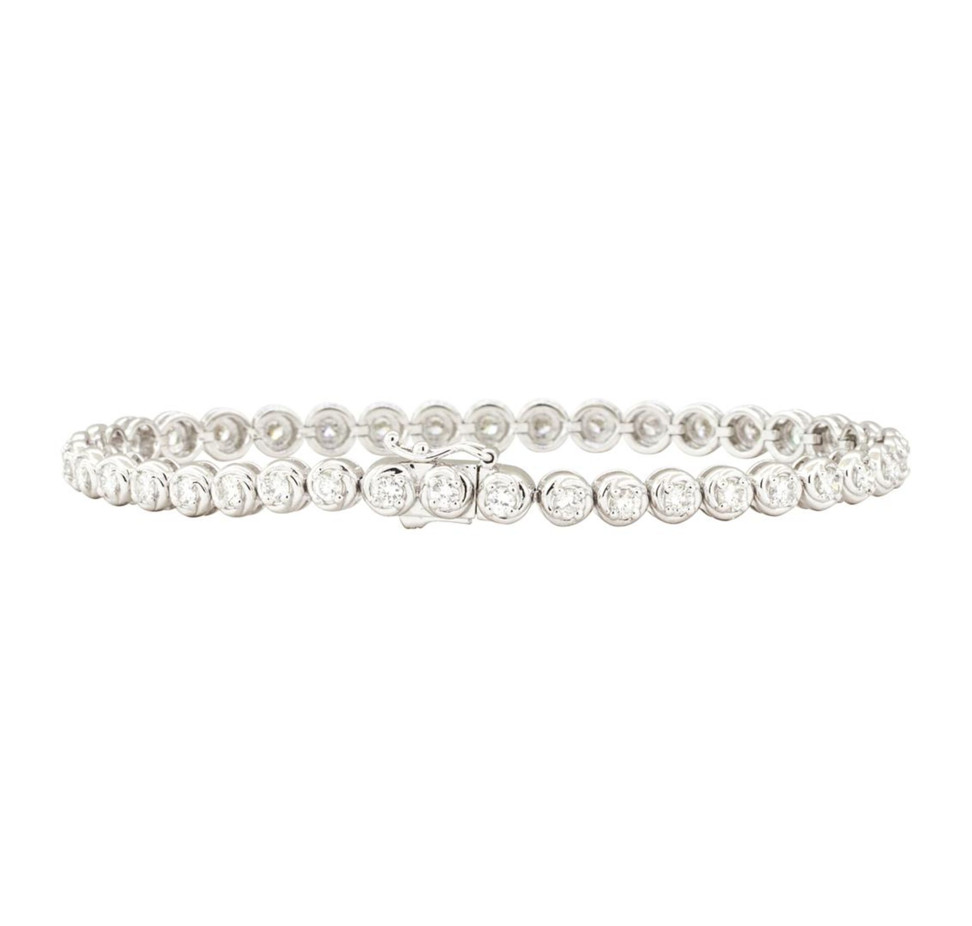 3.20 ctw Round Brilliant Cut Diamond Tennis Bracelet - 14KT White Gold - Image 2 of 4