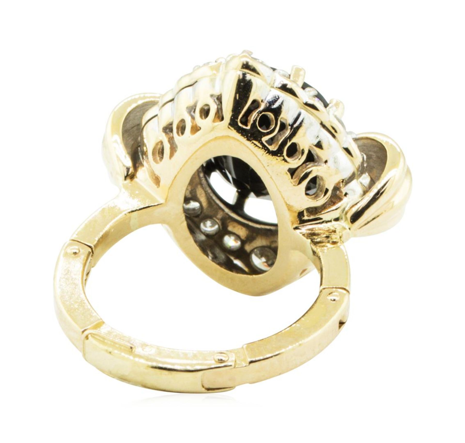 5.75 ctw Oval Brilliant Onyx And Diamond Ring - 14KT Yellow And White Gold - Image 3 of 5
