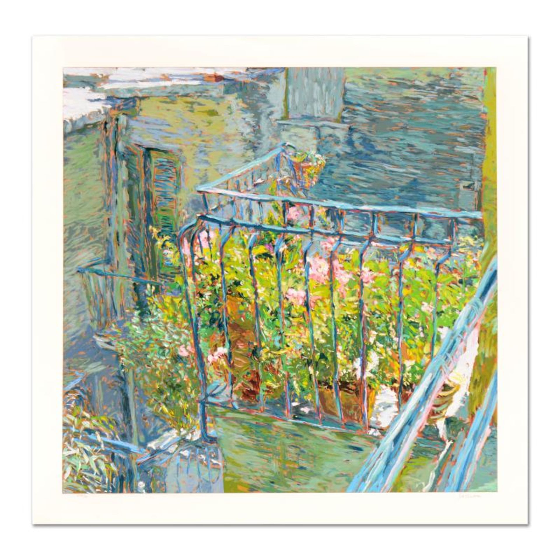 Marco Sassone, "Le Balcon Blueae" Limited Edition Serigraph, Numbered and Hand S