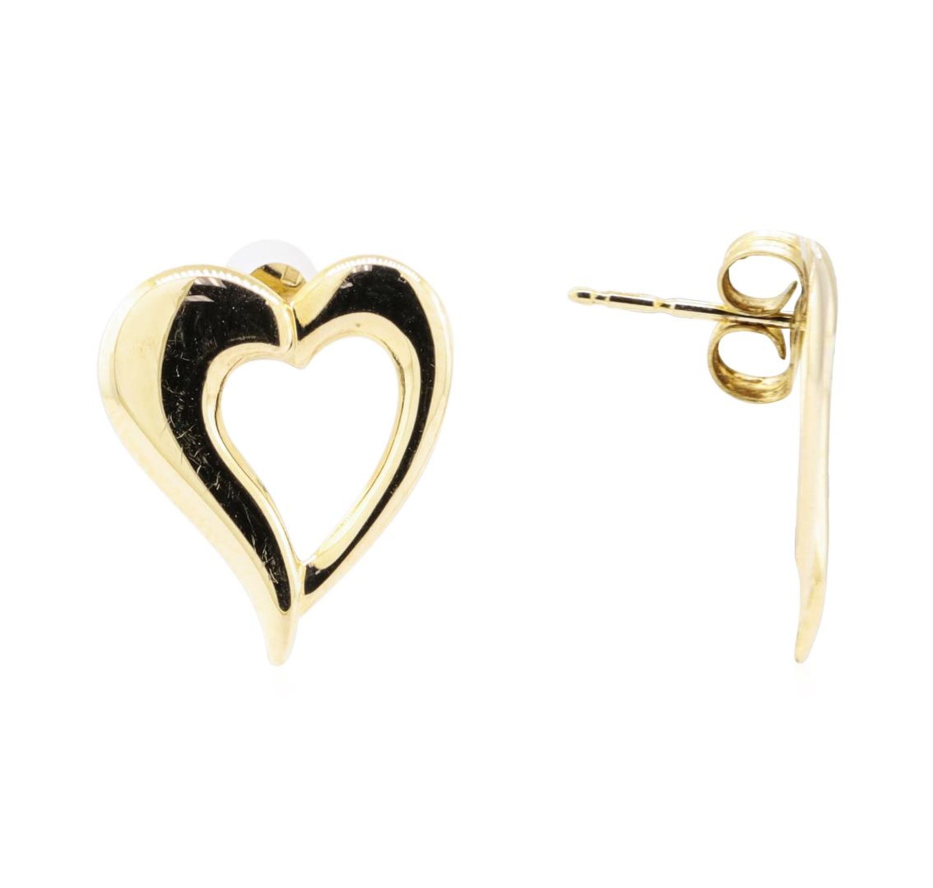 Puffed Heart Earrings - 14KT Yellow Gold - Image 2 of 2