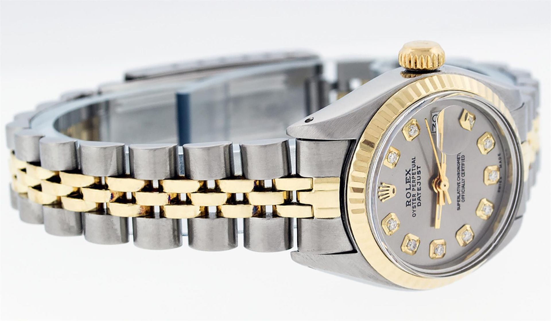 Rolex Ladies 2 Tone Slate Grey Diamond 26MM Datejust Wristwatch - Image 7 of 9