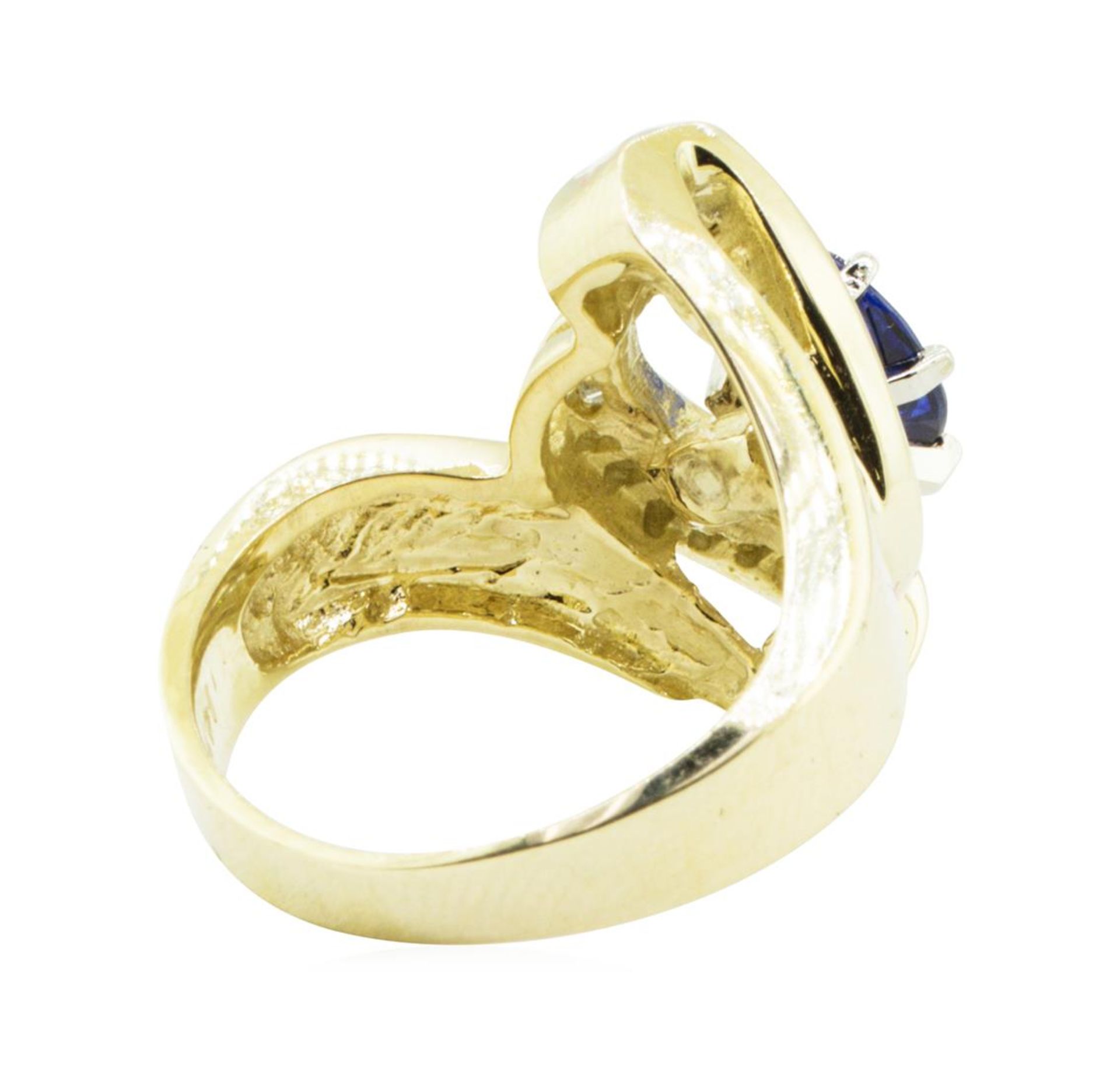 1.58 ctw Oval Brilliant Blue Sapphire And Diamond Ring - 14KT Yellow Gold - Image 3 of 5