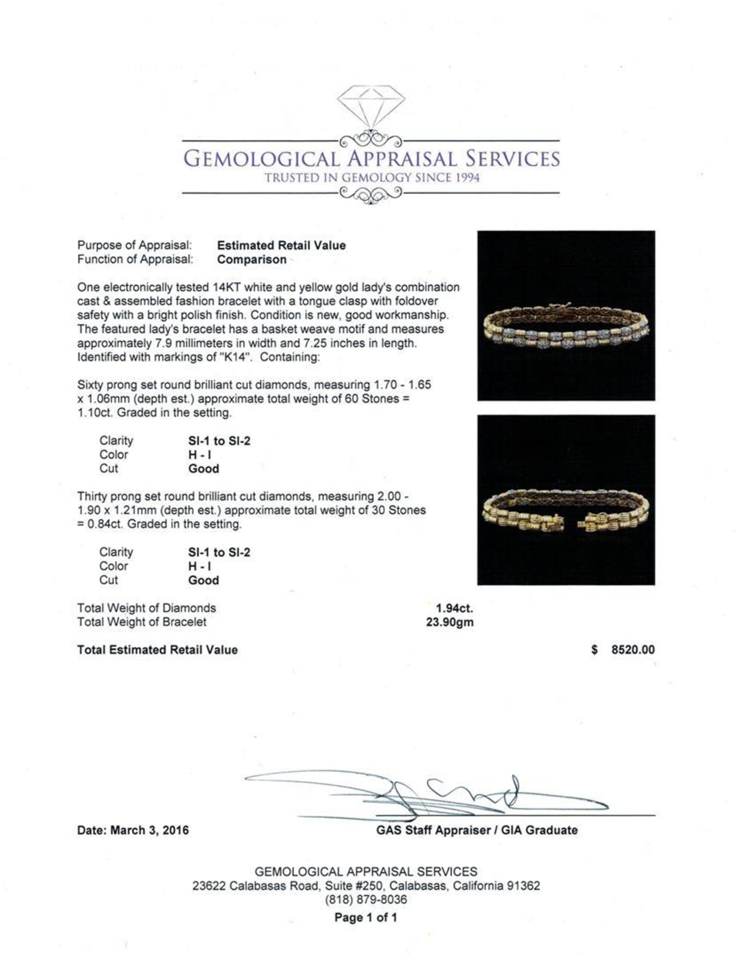 1.94 ctw Diamond Bracelet - 14KT Two-Tone Gold - Image 4 of 4