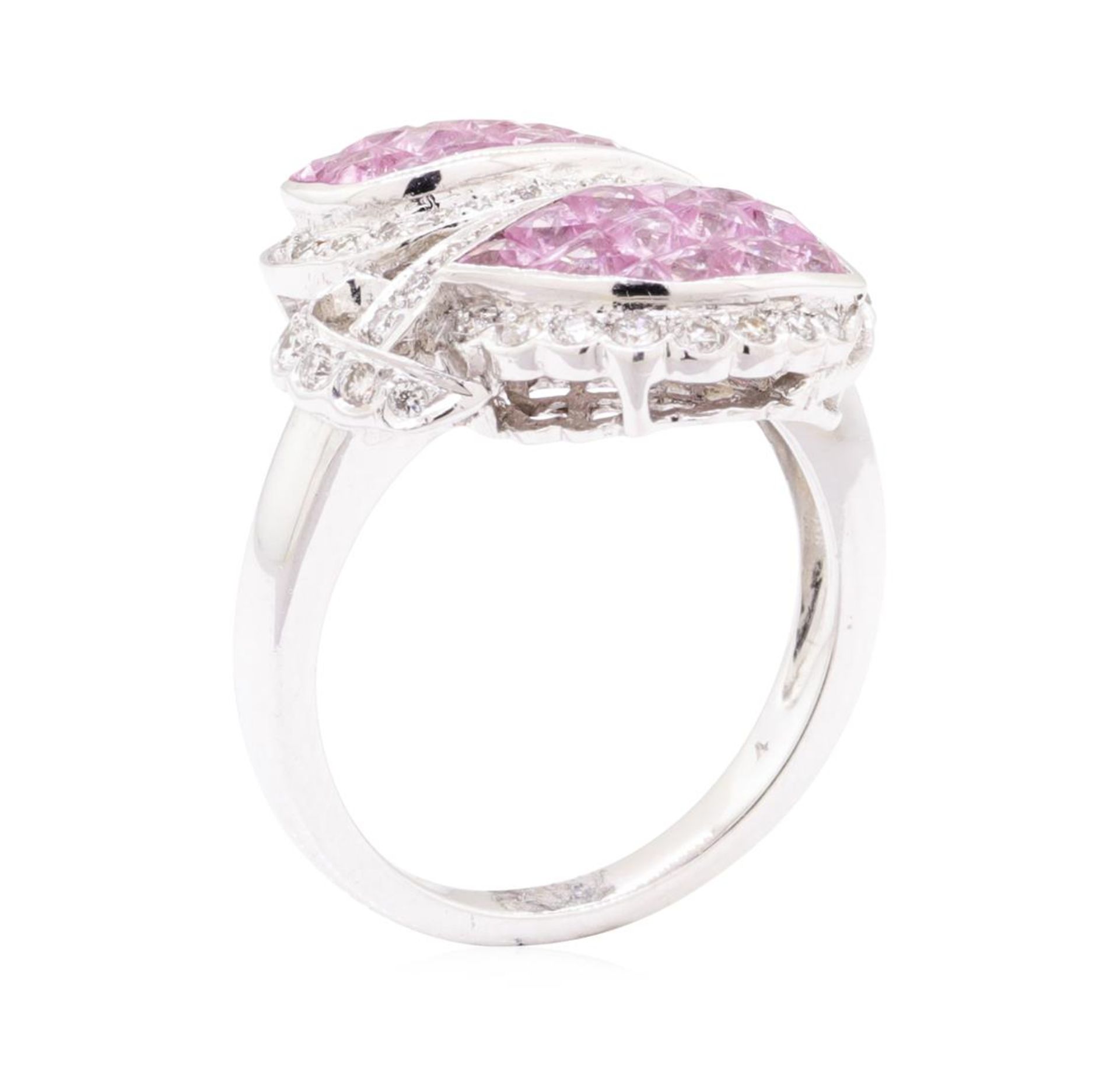2.40 ctw Pink Sapphire And Diamond Ring - 18KT White Gold - Image 4 of 5