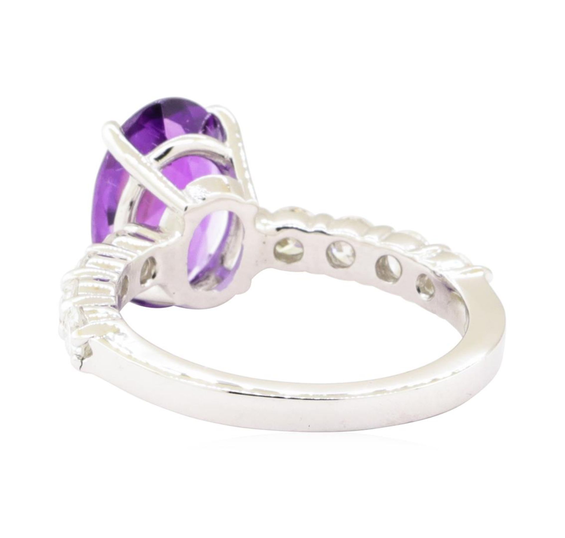3.10 ctw Amethyst and Diamond Ring - 14KT White Gold - Image 3 of 4