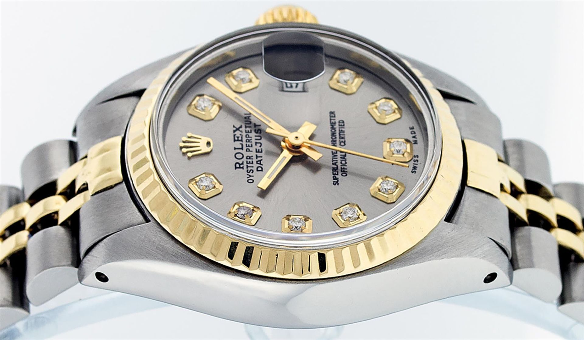 Rolex Ladies 2 Tone Slate Grey Diamond 26MM Datejust Wristwatch - Image 5 of 9