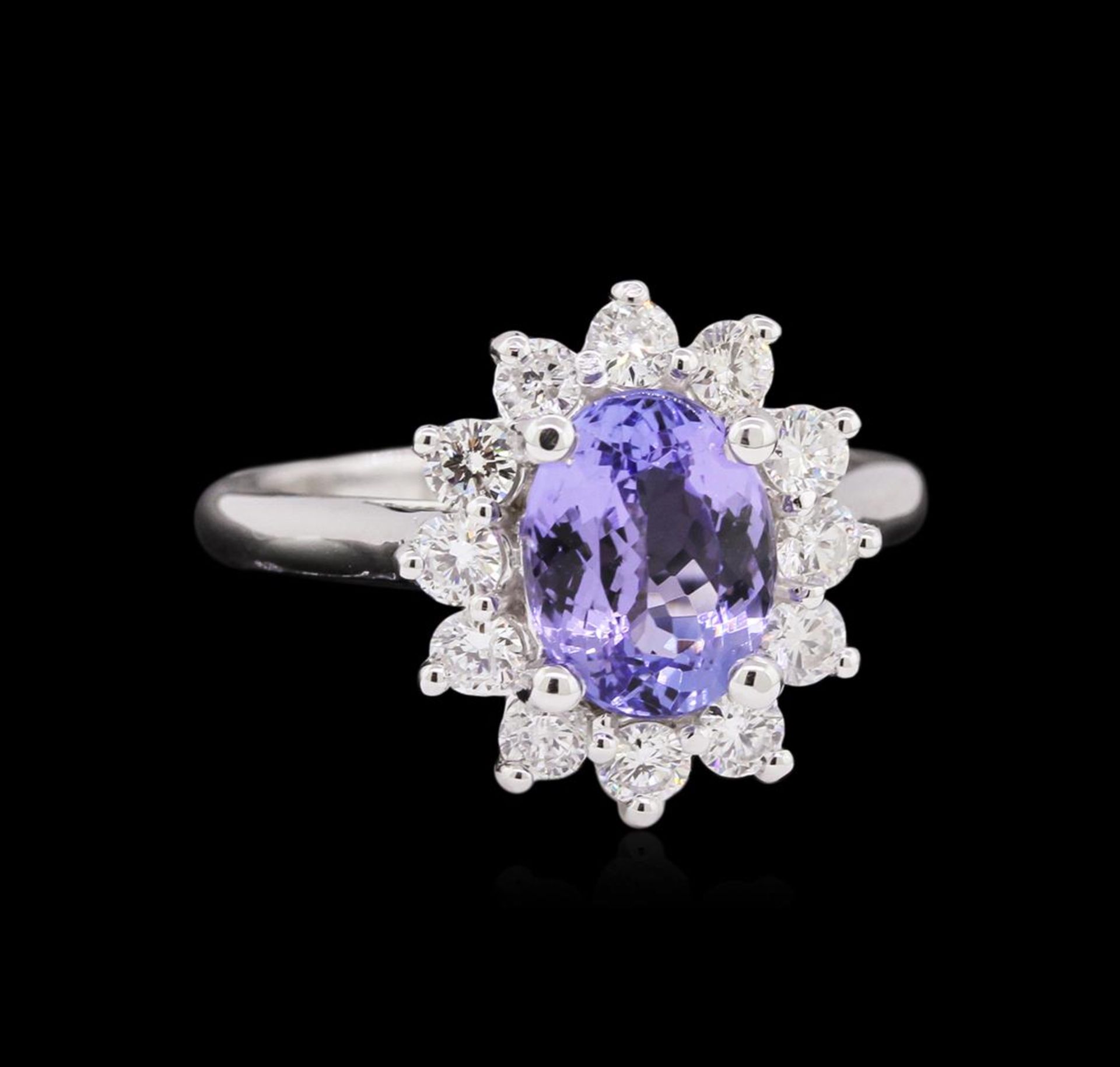 2.07 ctw Tanzanite and Diamond Ring - 14KT White Gold