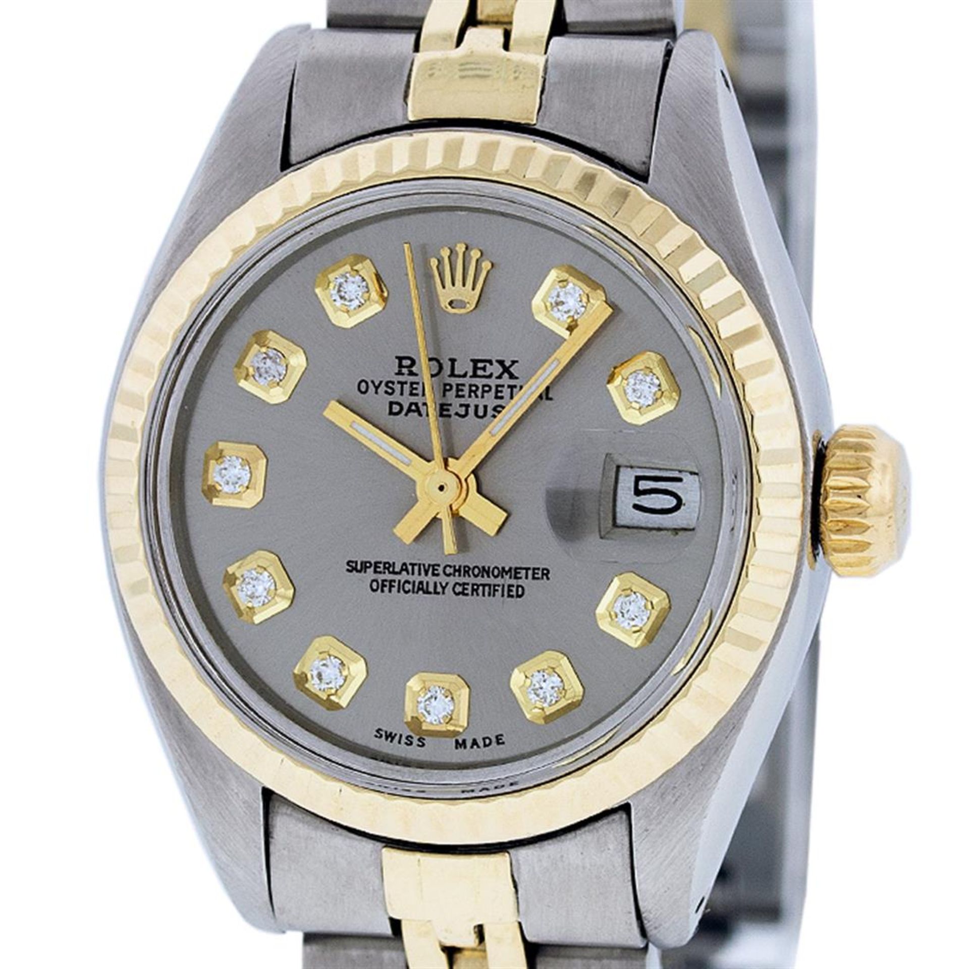 Rolex Ladies 2 Tone Slate Grey Diamond 26MM Datejust Wristwatch - Image 2 of 9