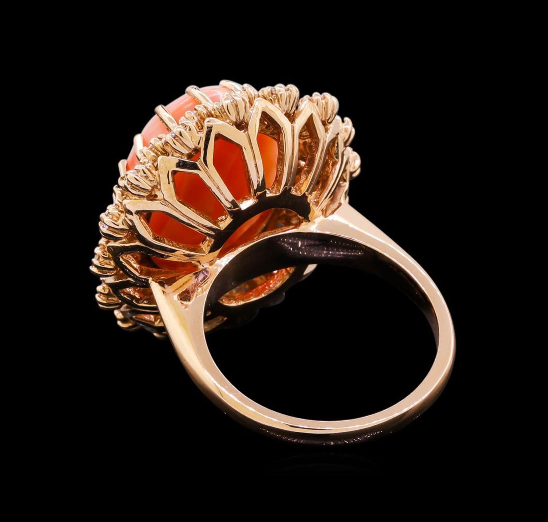 9.60 ctw Pink Coral and Diamond Ring - 14KT Rose Gold - Image 3 of 5