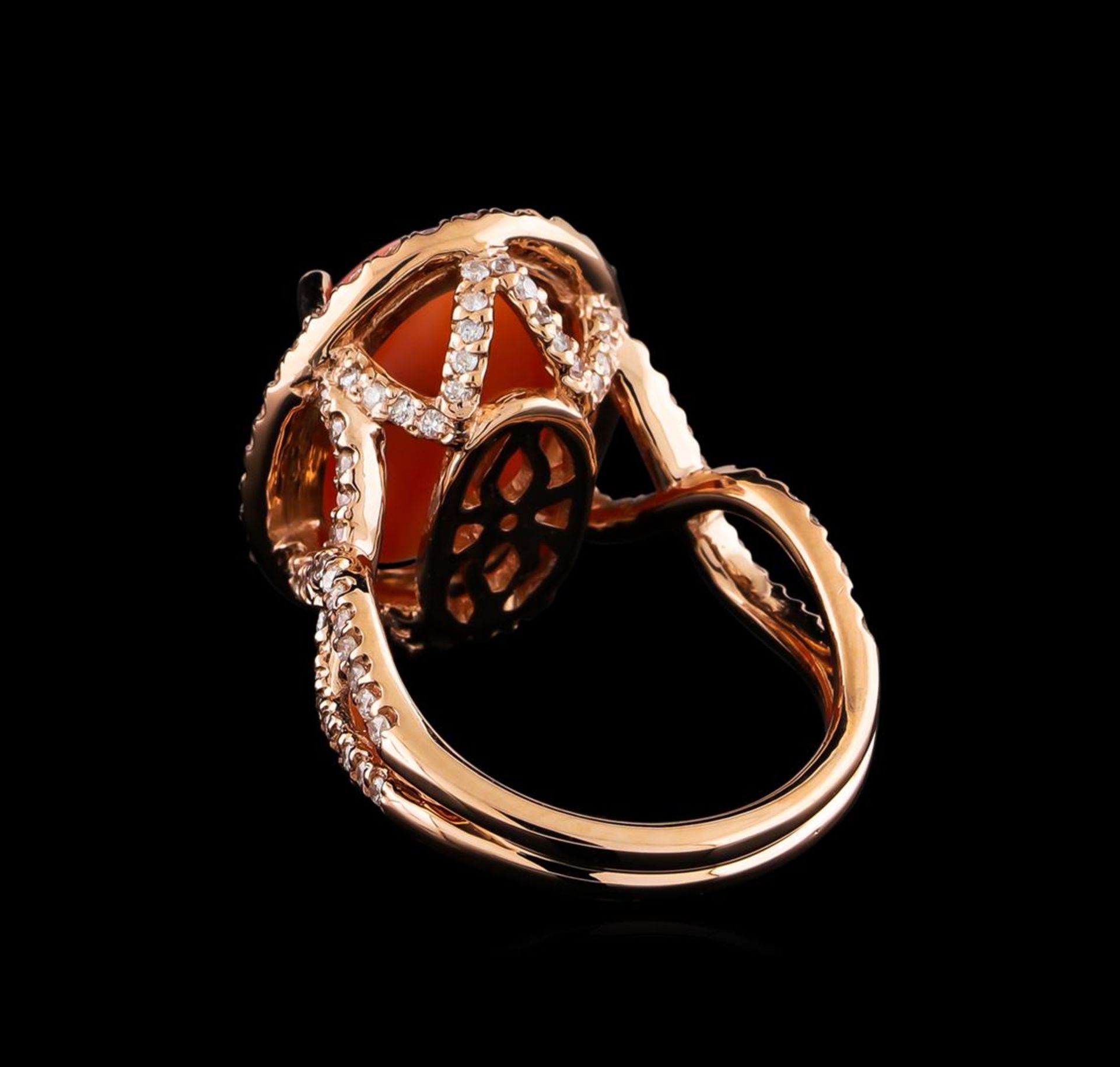 6.62 ctw Coral and Diamond Ring - 14KT Rose Gold - Image 3 of 5