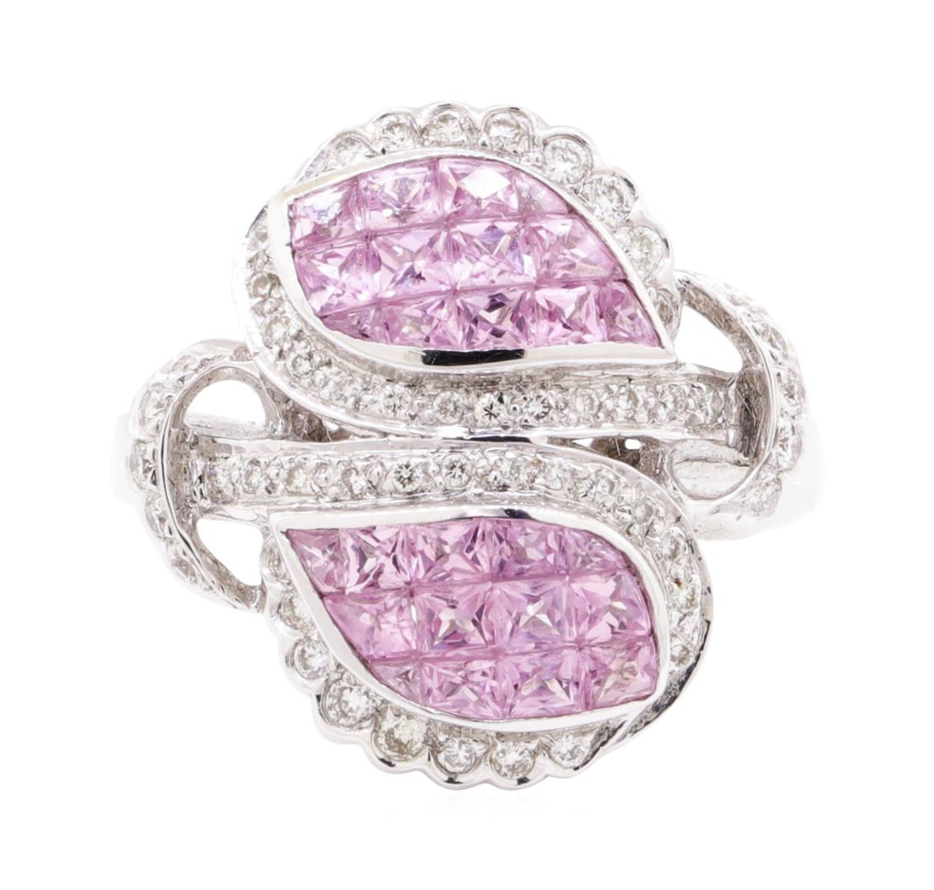 2.40 ctw Pink Sapphire And Diamond Ring - 18KT White Gold - Image 2 of 5