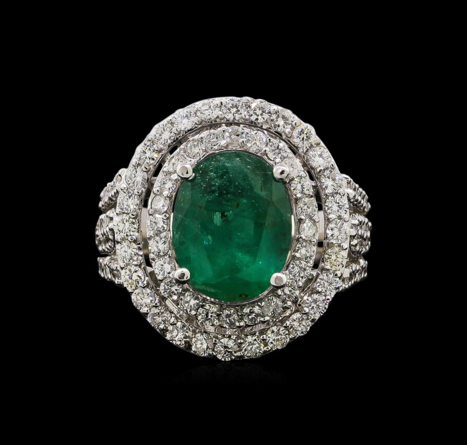 14KT White Gold 3.58 ctw Emerald and Diamond Ring - Image 2 of 5