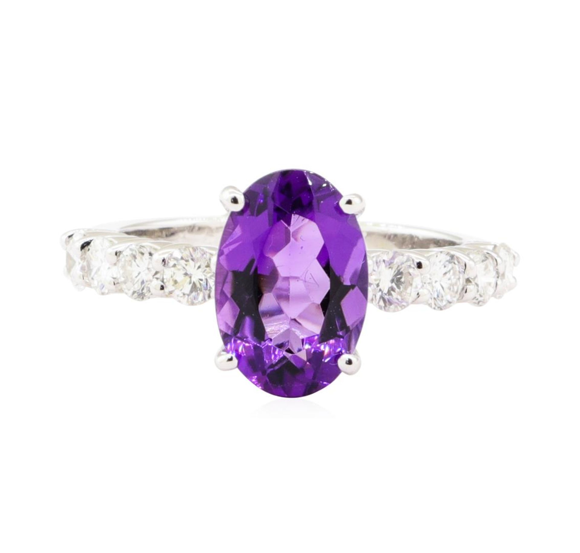 3.10 ctw Amethyst and Diamond Ring - 14KT White Gold - Image 2 of 4