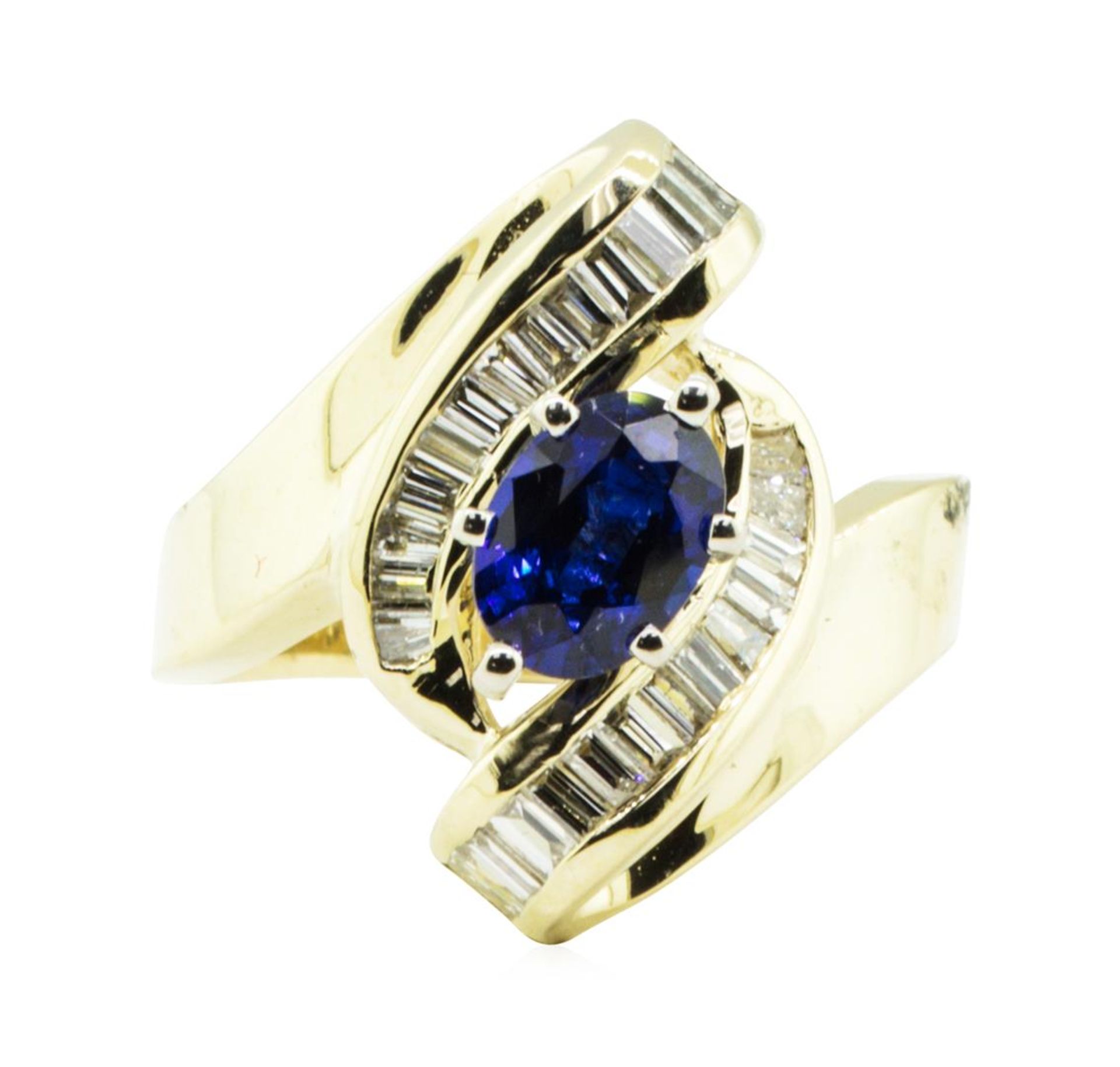 1.58 ctw Oval Brilliant Blue Sapphire And Diamond Ring - 14KT Yellow Gold - Image 2 of 5