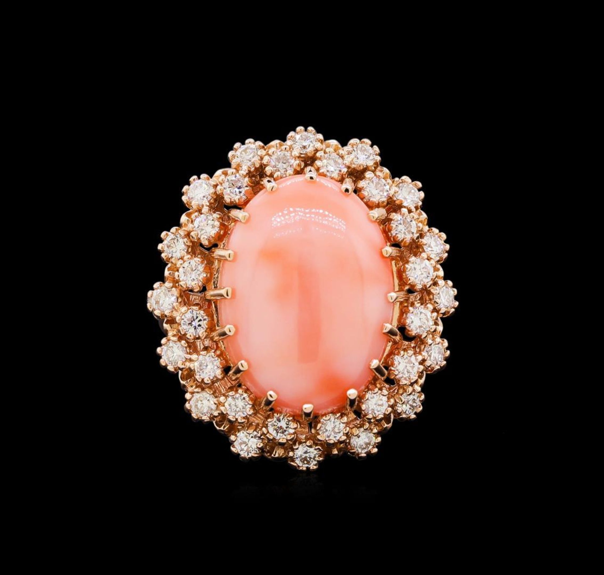 9.60 ctw Pink Coral and Diamond Ring - 14KT Rose Gold - Image 2 of 5
