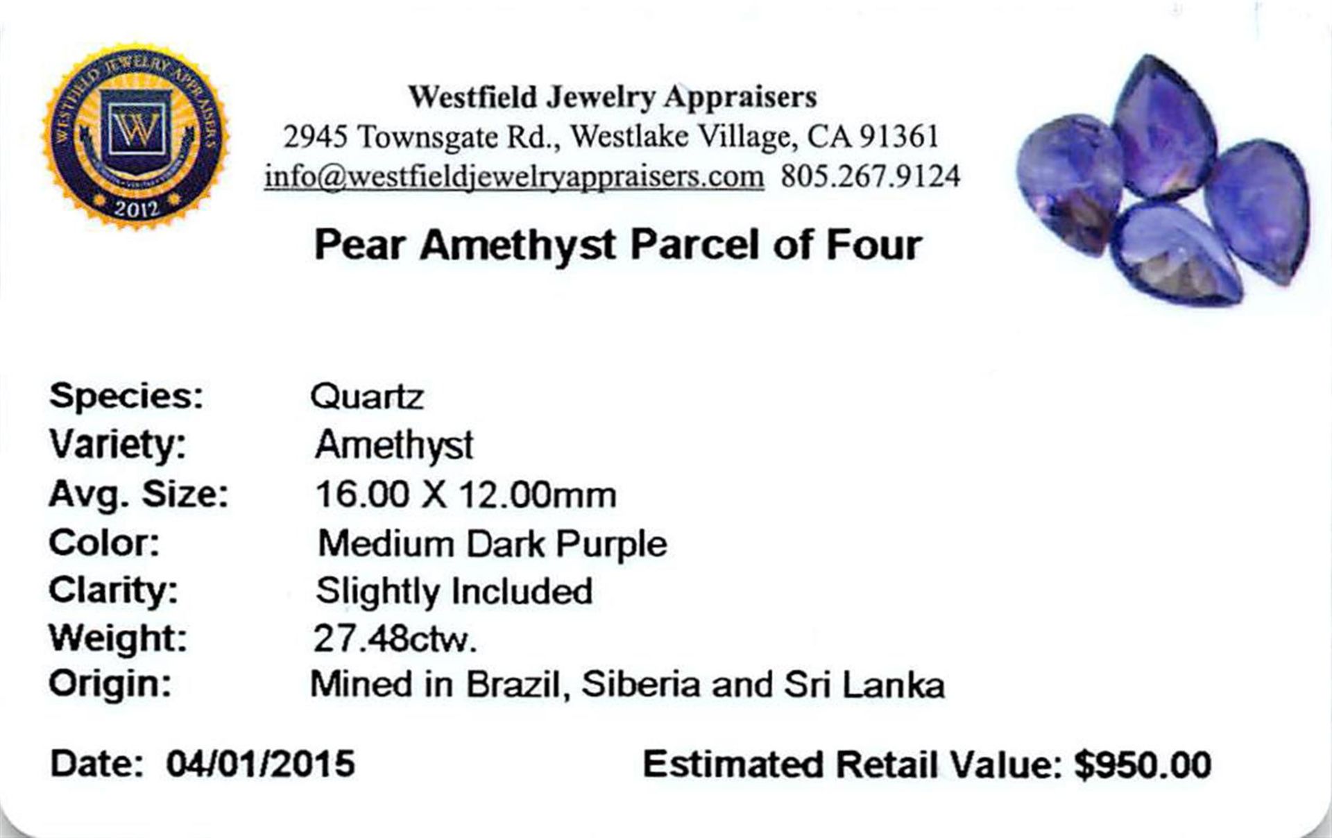 27.48 ctw Pear Mixed Amethyst Parcel - Image 2 of 2