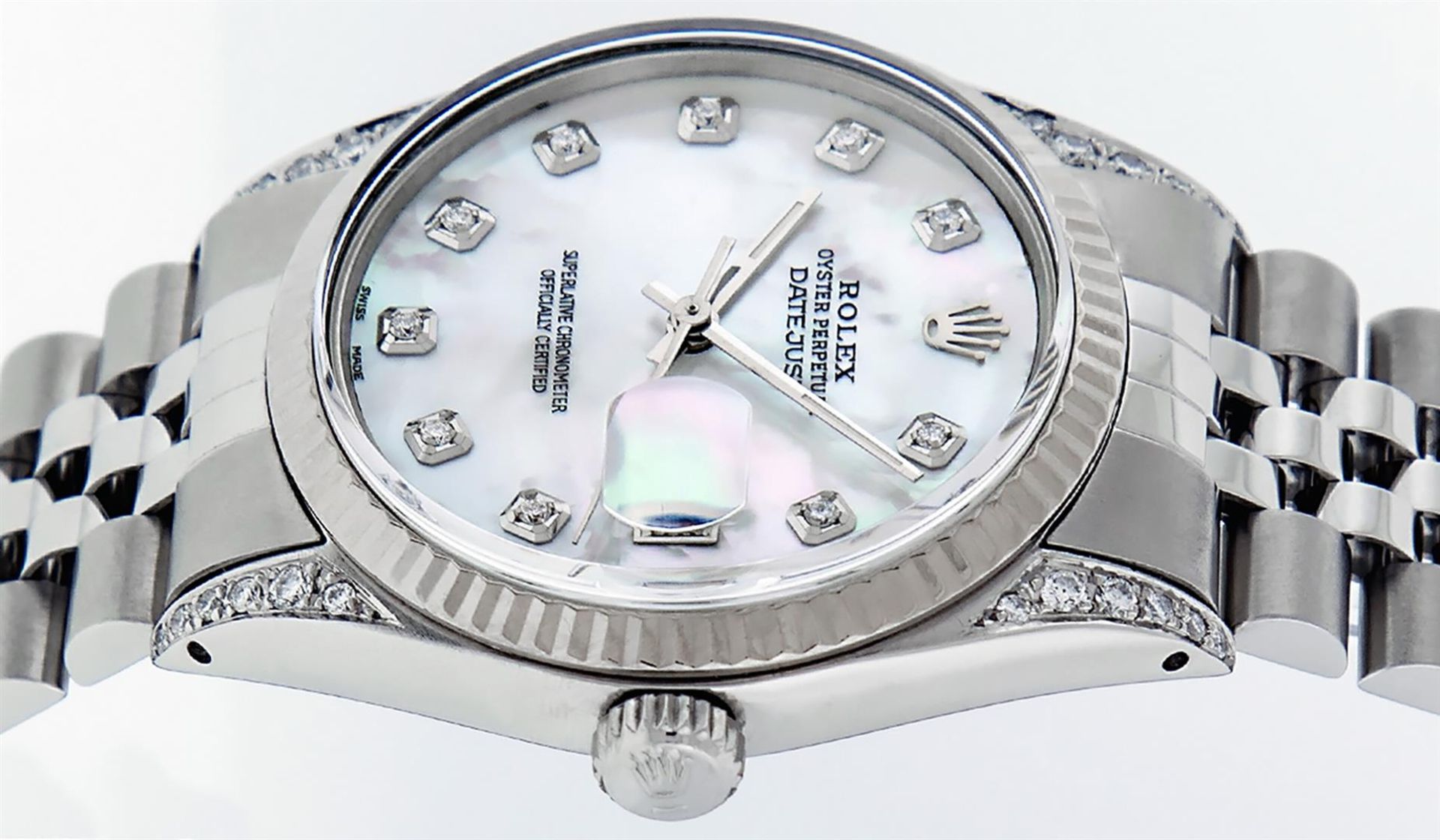 Rolex Mens Stainless Steel Mother Of Pearl Diamond Lugs 36MM Datejust Wristwatch - Image 7 of 8