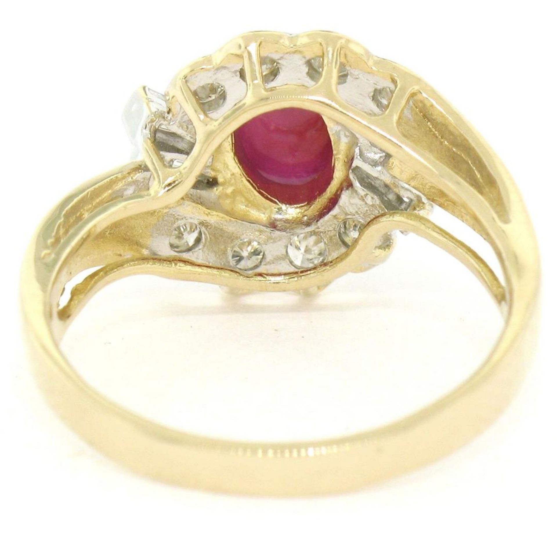 14kt White and Yellow Gold Cabochon Ruby and Diamond Ring - Image 4 of 7