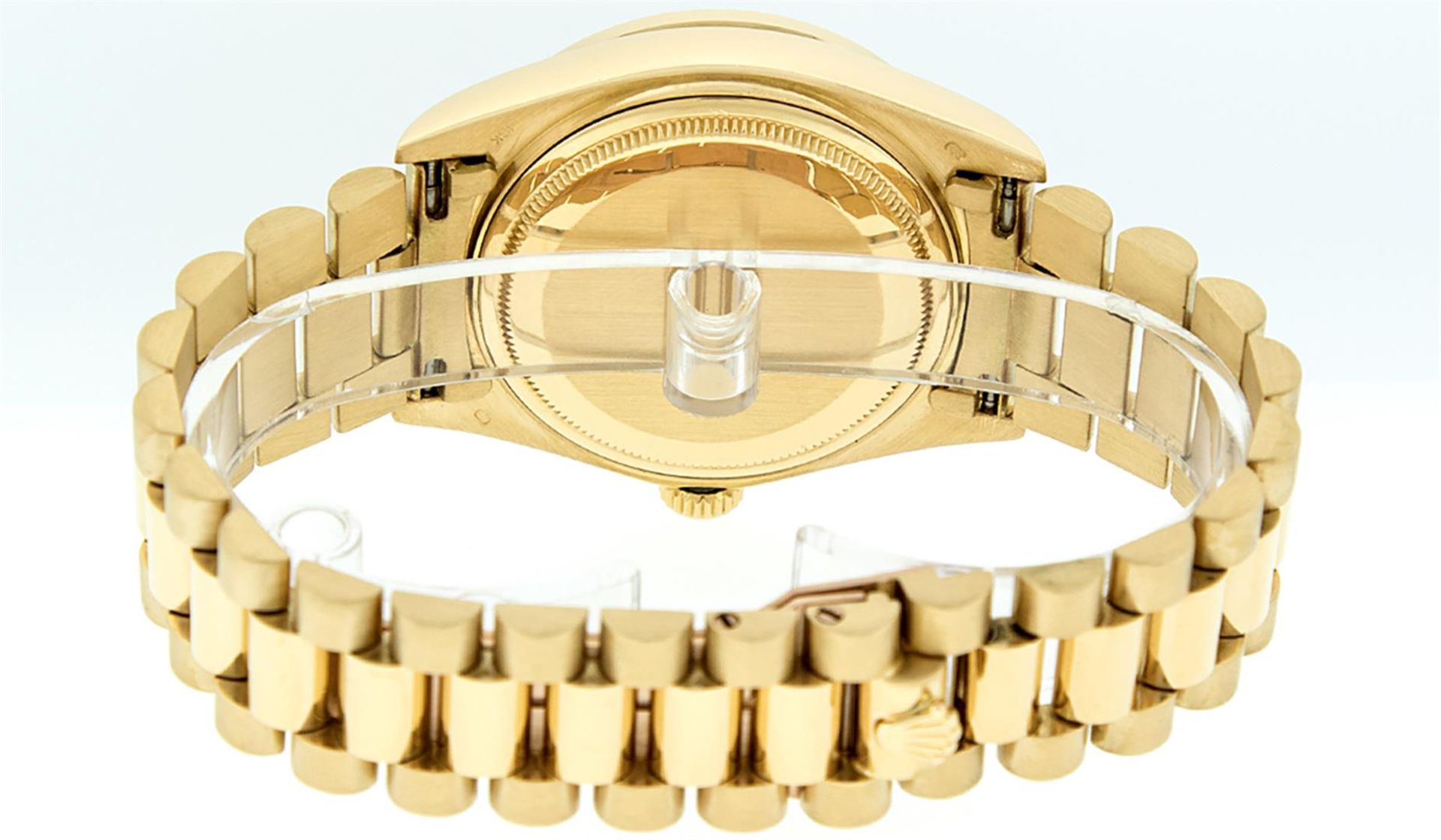 Rolex Mens 18K Yellow Gold MOP String Diamond & Sapphire Quickset President Wris - Image 7 of 9