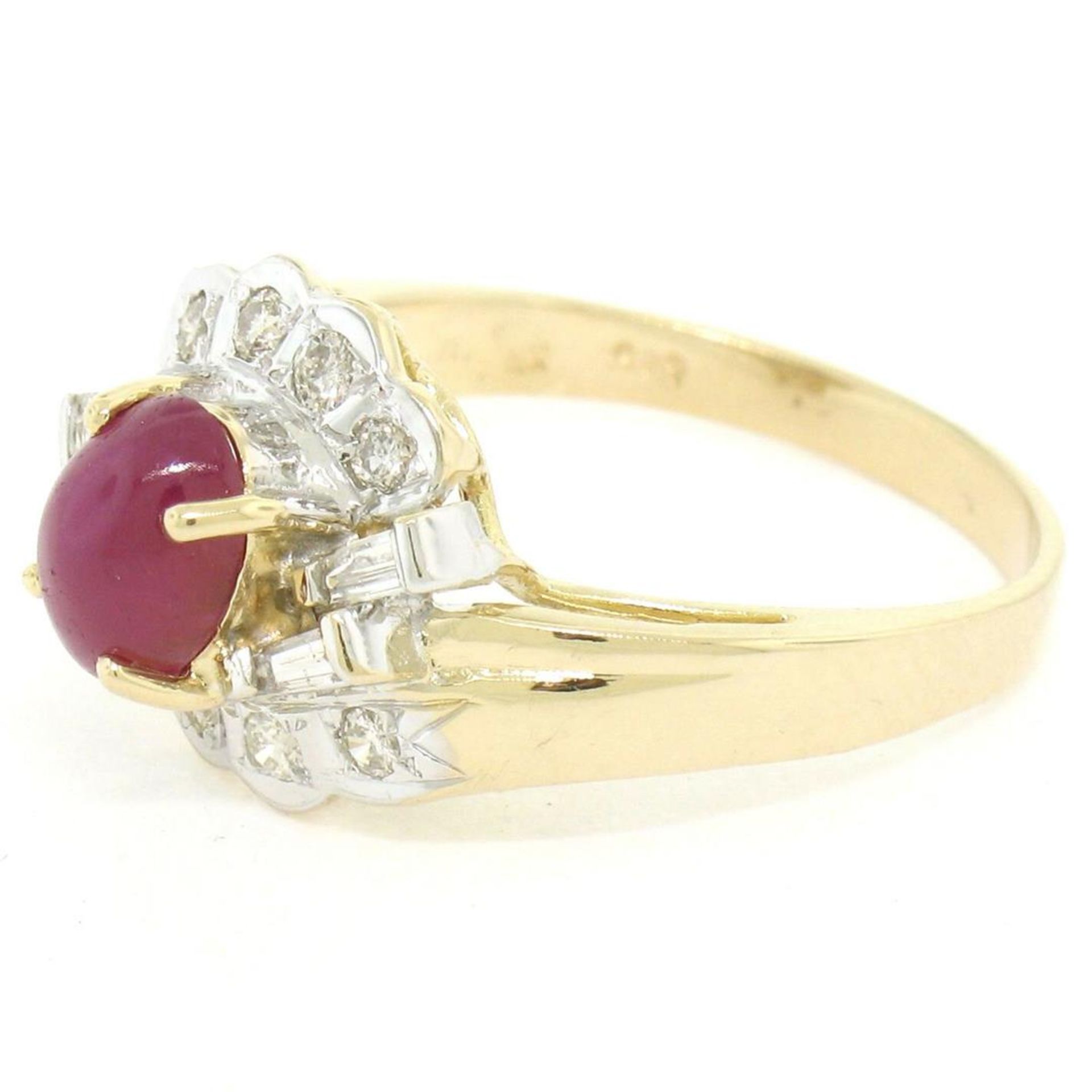 14kt White and Yellow Gold Cabochon Ruby and Diamond Ring - Image 3 of 7
