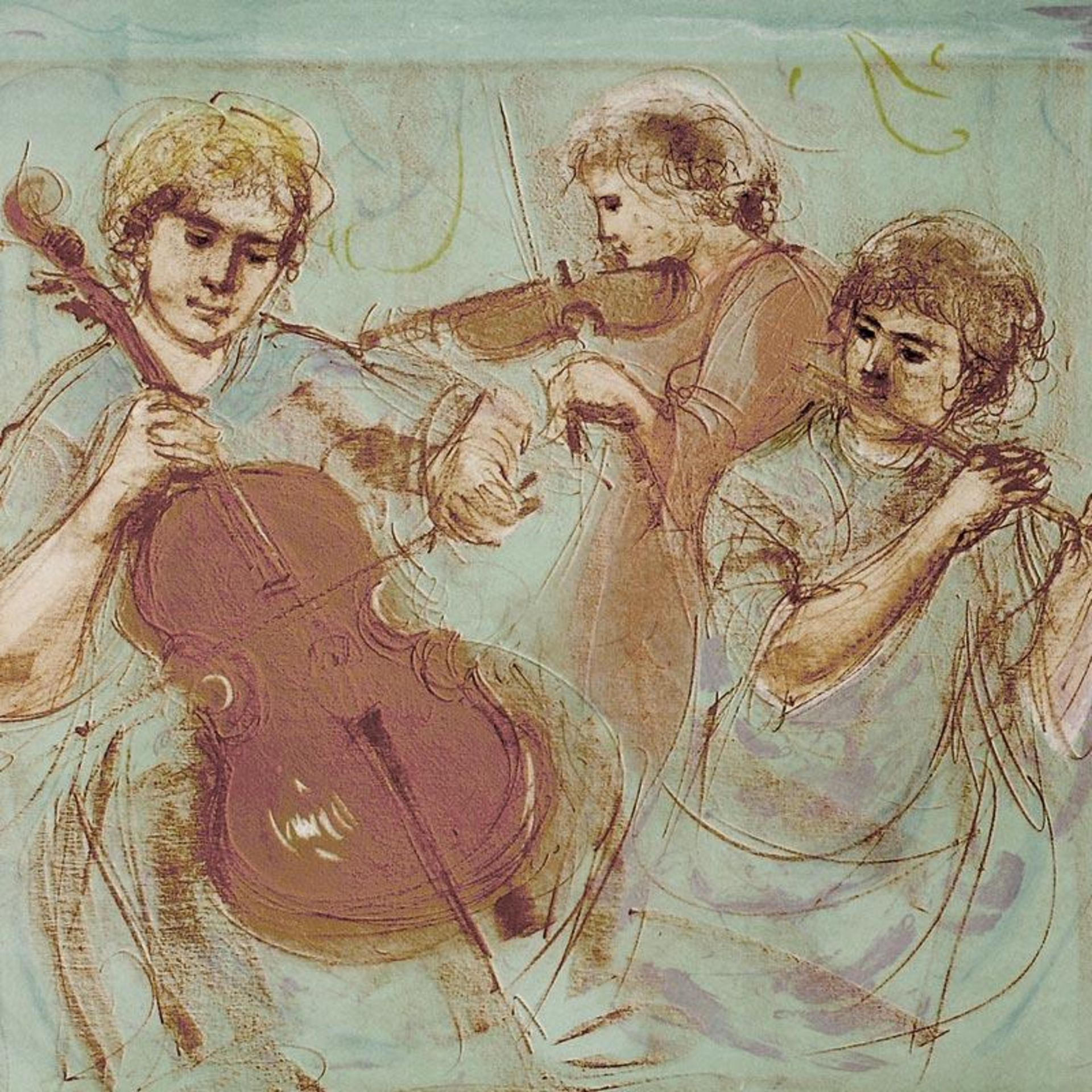 "Trio" Limited Edition Lithograph by Edna Hibel (1917-2014), Numbered and Hand S - Image 2 of 2