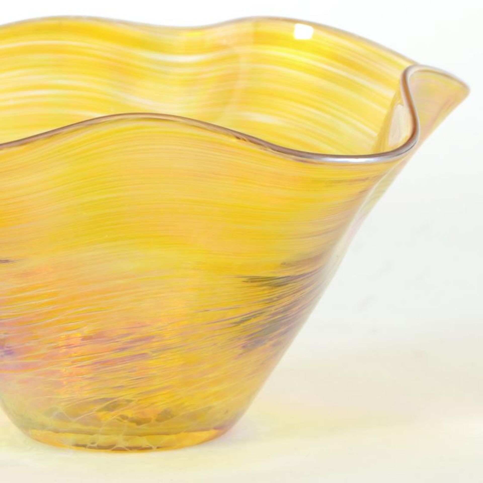 Glass Eye Studios, "Mini Wave Bowl (Gold)" Hand Blown Glass Sculpture (Second). - Image 2 of 2
