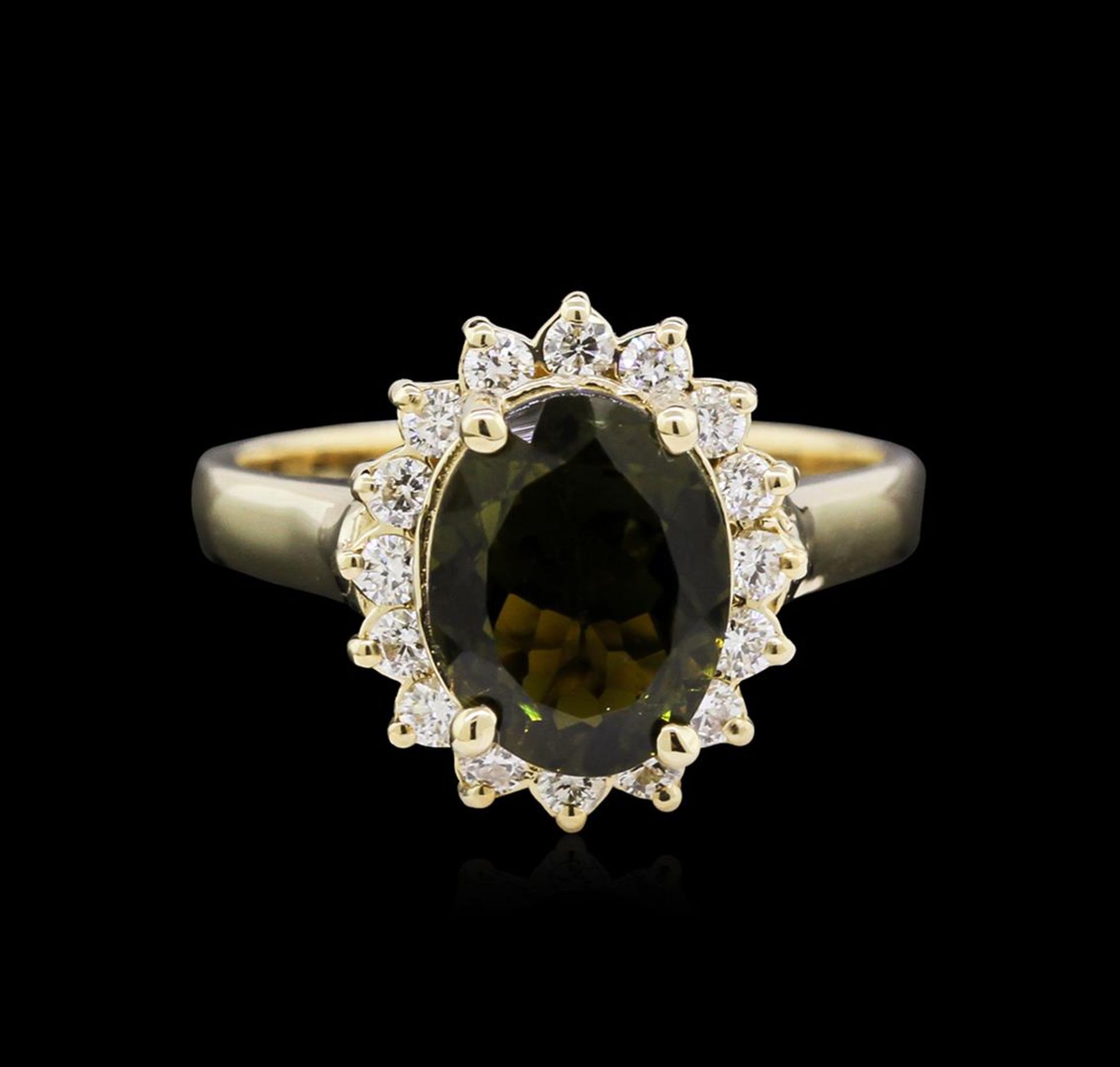 2.63 ctw Green Tourmaline and Diamond Ring - 14KT Yellow Gold - Image 2 of 3