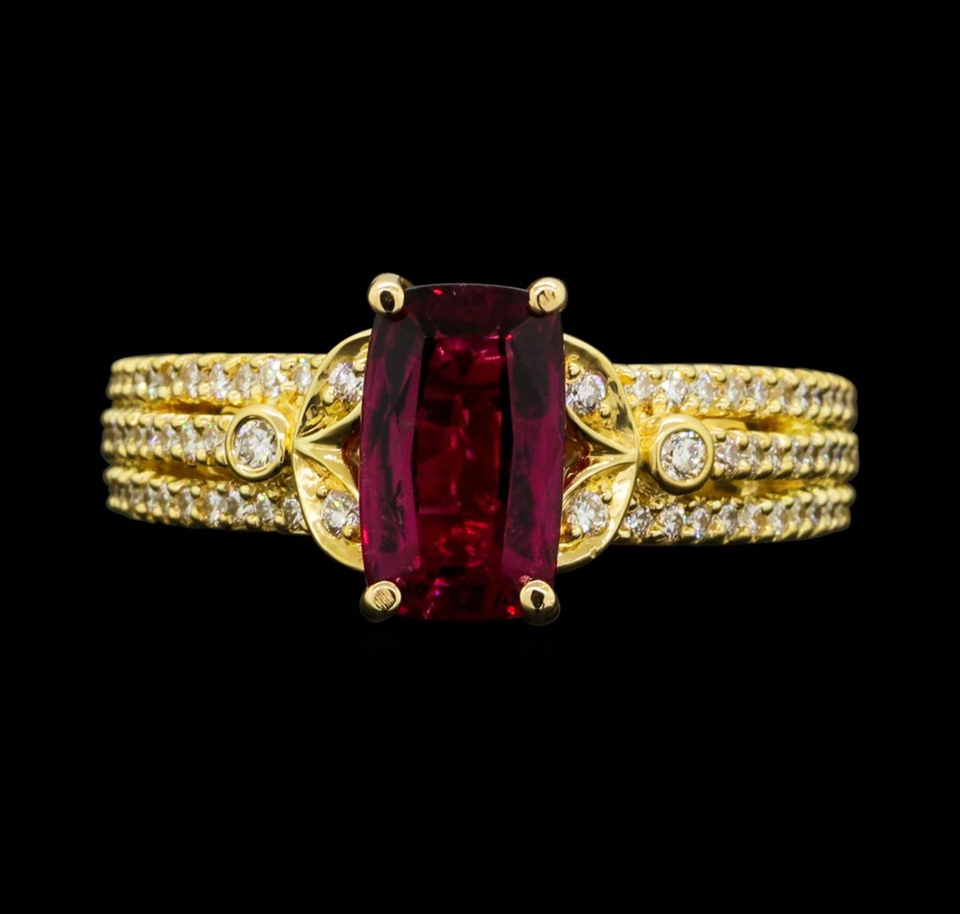 1.50 ct Pink Tourmaline And Diamond Ring - 18KT Yellow Gold - Image 2 of 5