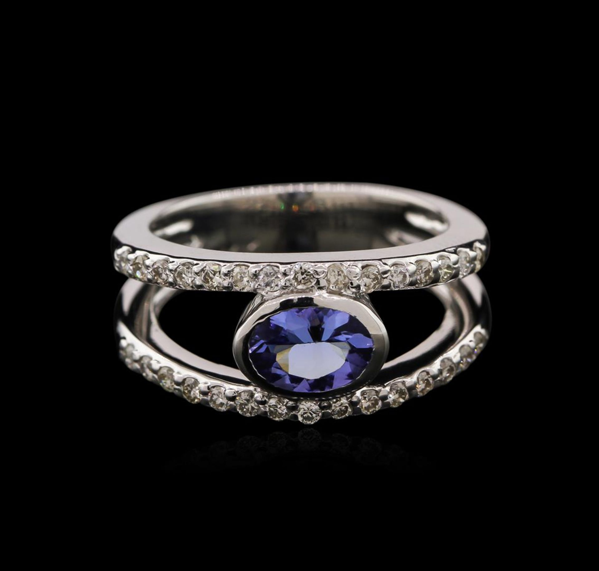 0.74 ctw Tanzanite and Diamond Ring - 14KT White Gold - Image 2 of 2