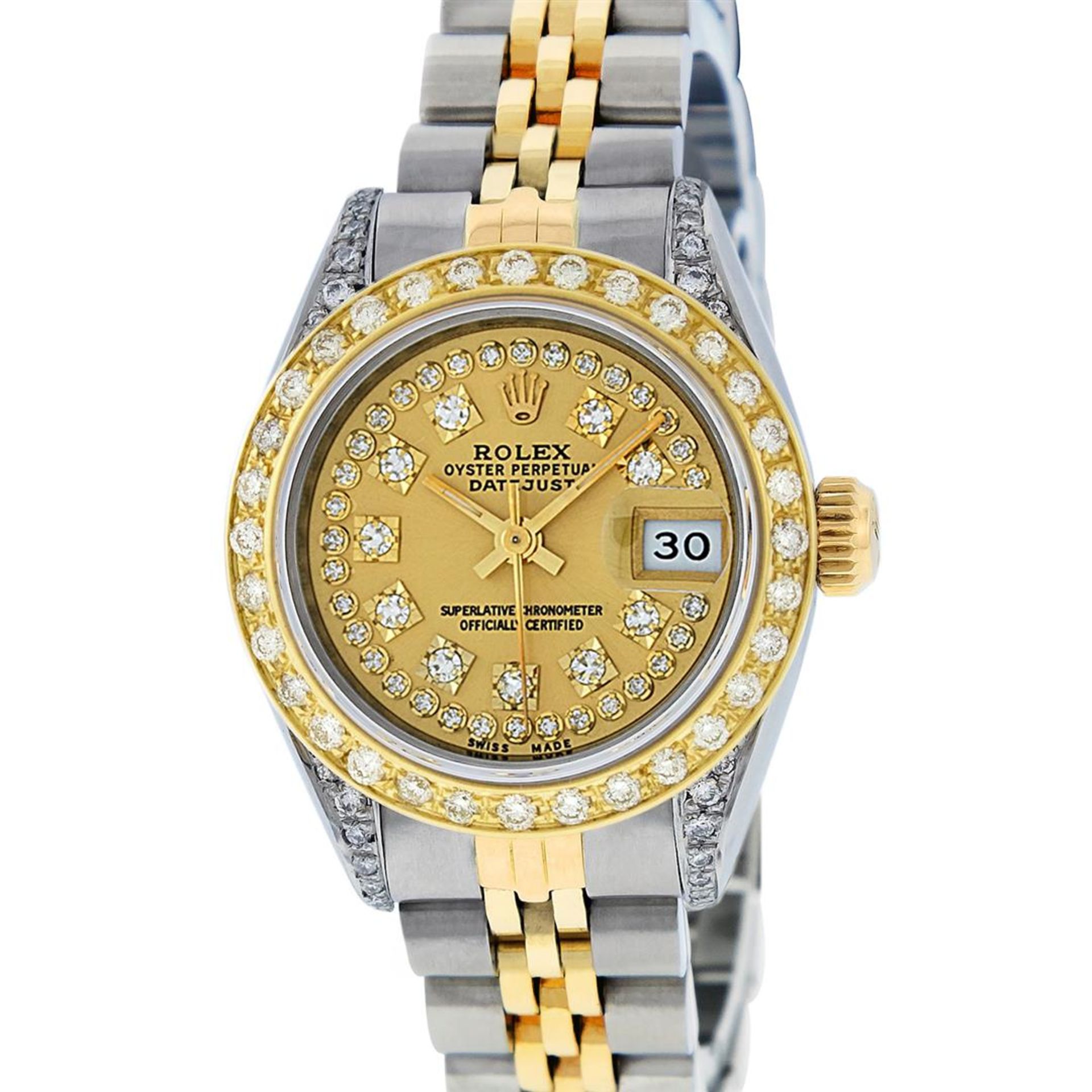 Rolex Ladies 2 Tone 18K Champagne String Diamond Lugs Datejust Wristwatch - Image 2 of 7