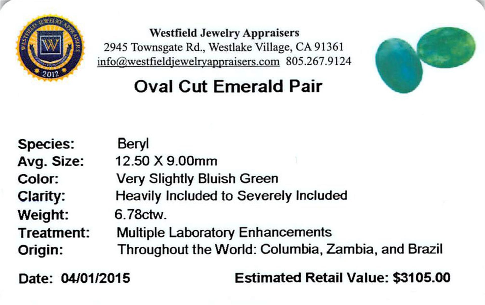 6.78 ctw Oval Mixed Emerald Parcel - Image 2 of 2