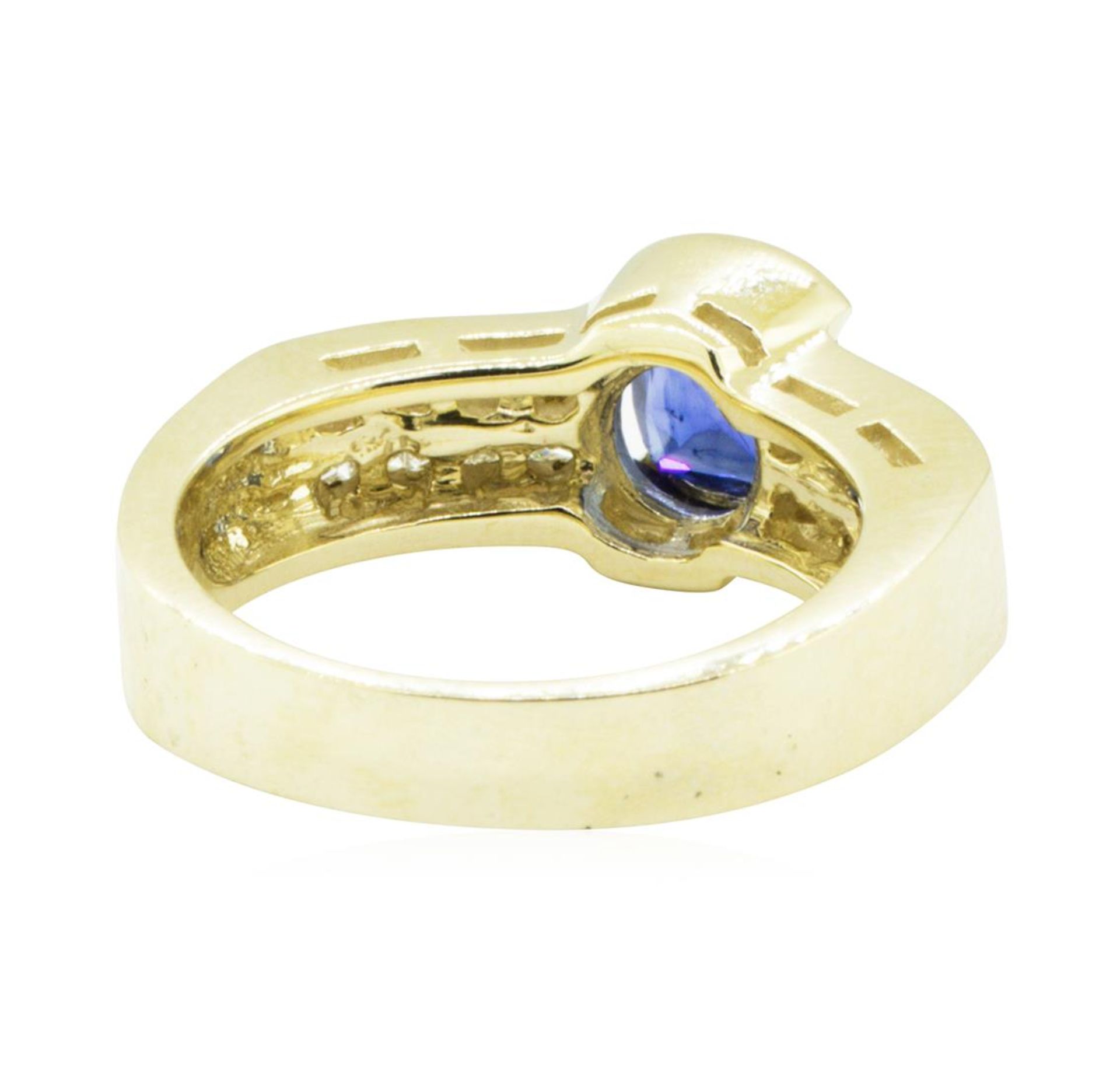 1.37 ctw Square Cushion Brilliant Blue Sapphire And Diamond Ring - 14KT Yellow G - Image 3 of 5