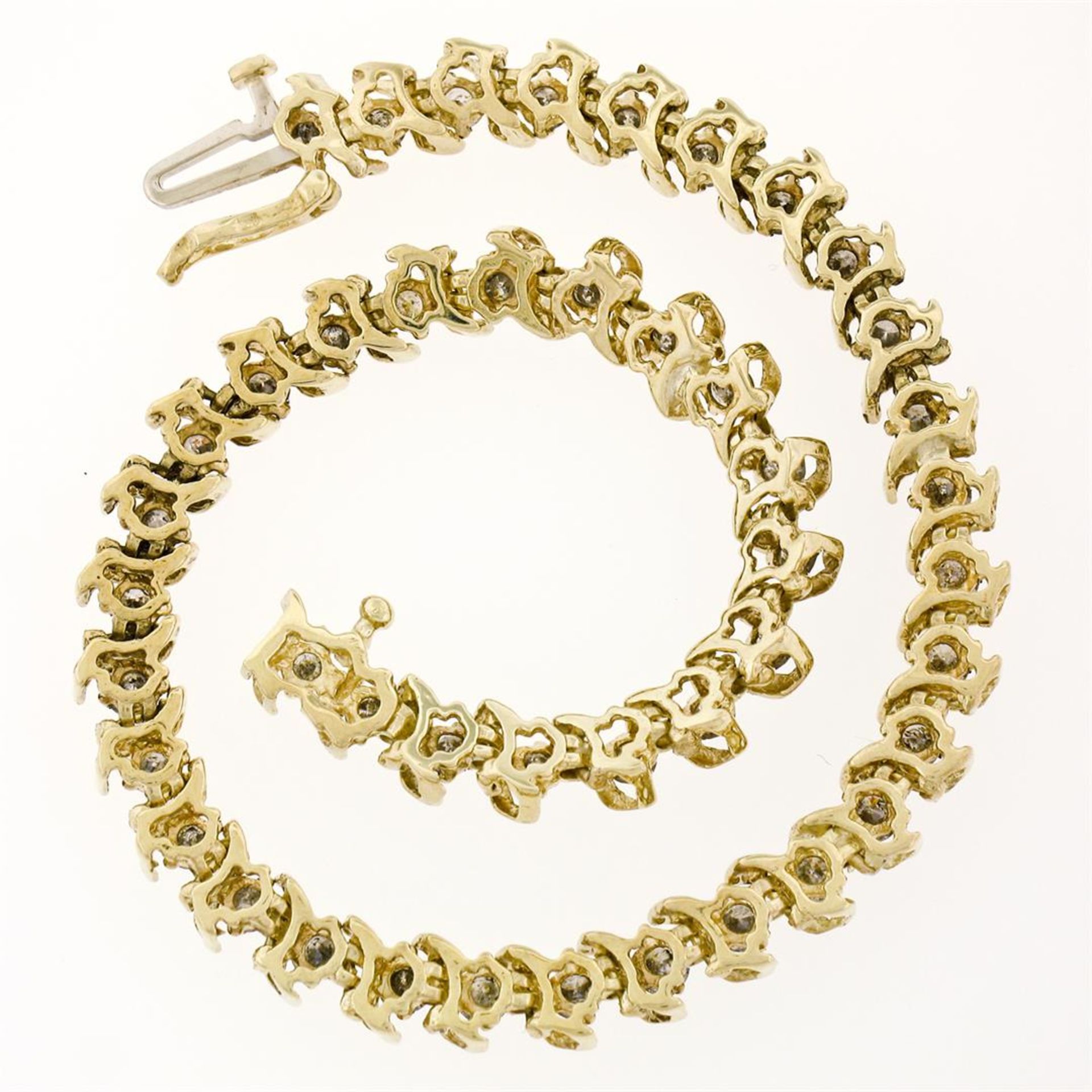 10K Yellow Gold 1.80ctw 7.75" Round Brilliant Diamond "S" Link Tennis Bracelet - Image 8 of 8