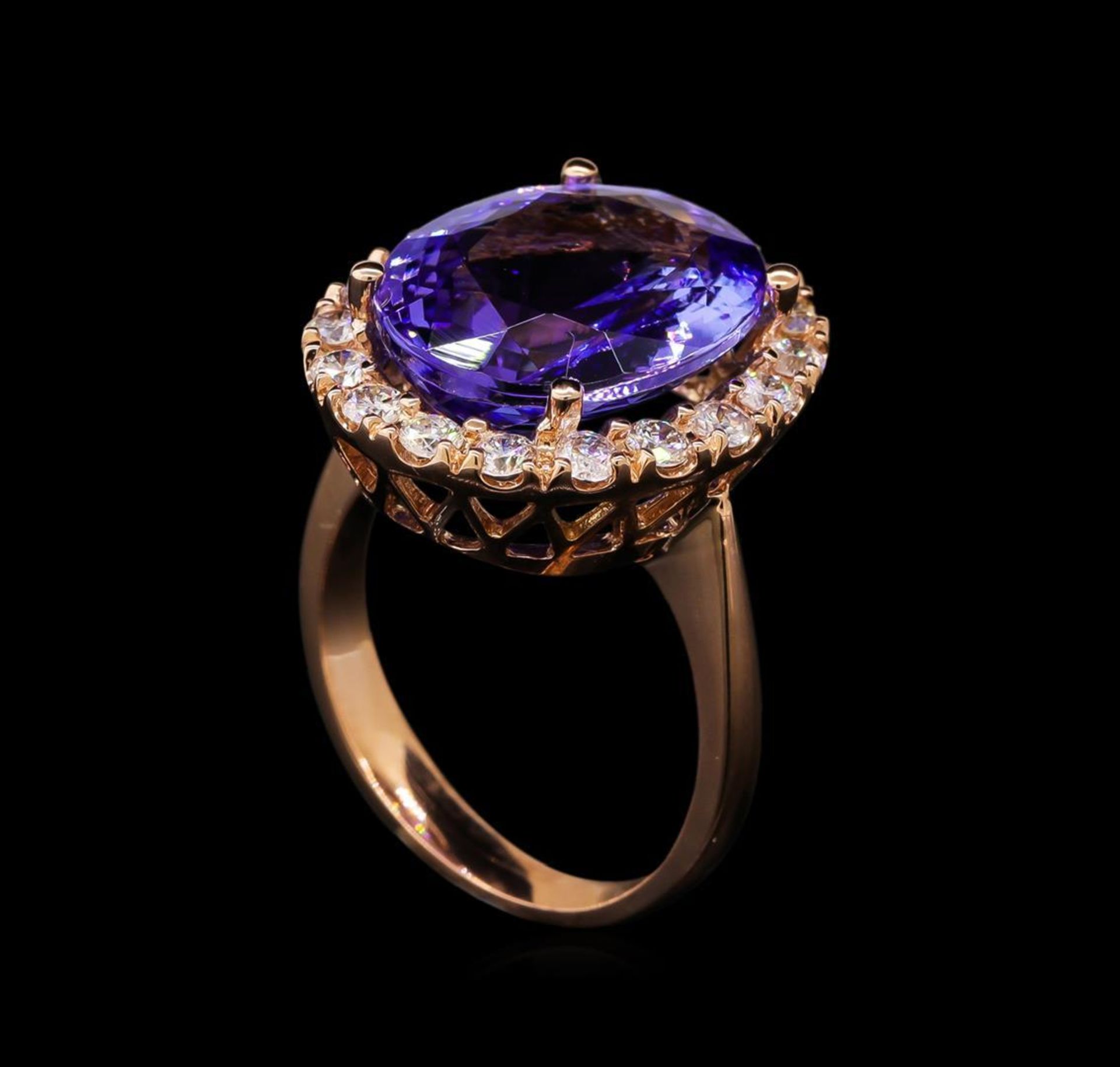 9.61 ctw Tanzanite and Diamond Ring - 14KT Rose Gold - Image 4 of 5