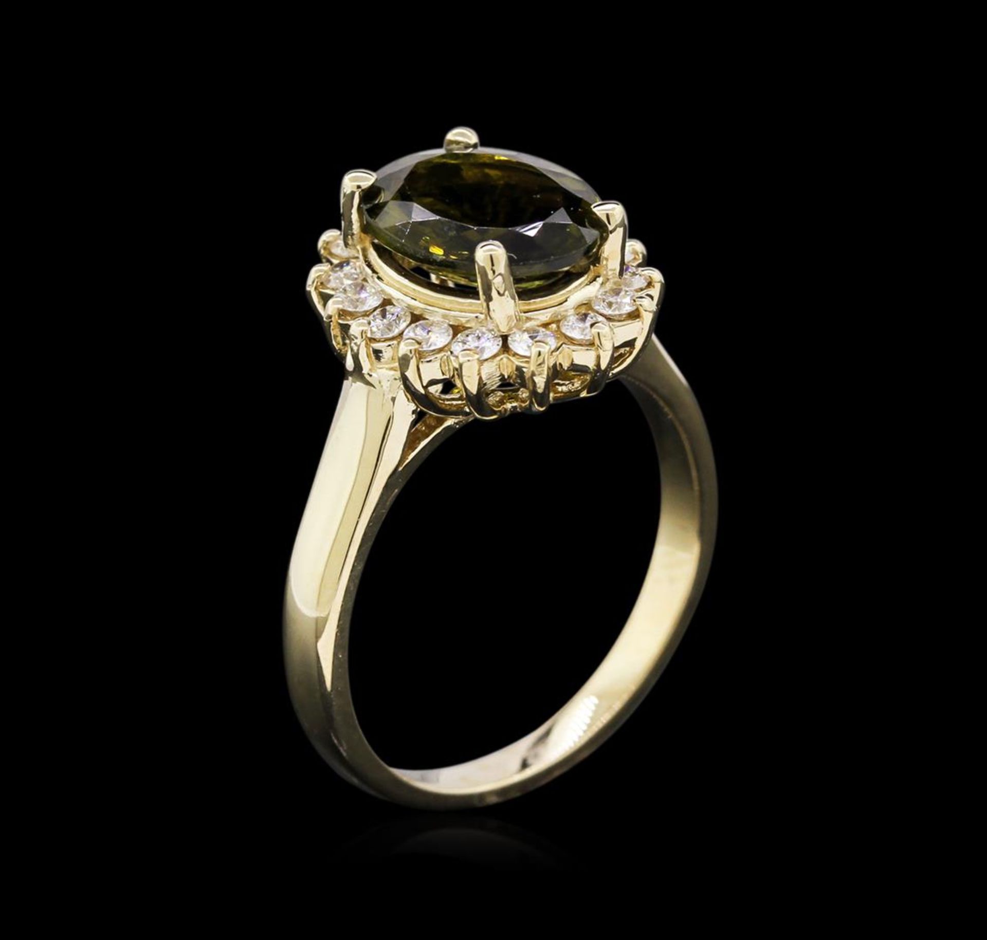 2.63 ctw Green Tourmaline and Diamond Ring - 14KT Yellow Gold - Image 3 of 3