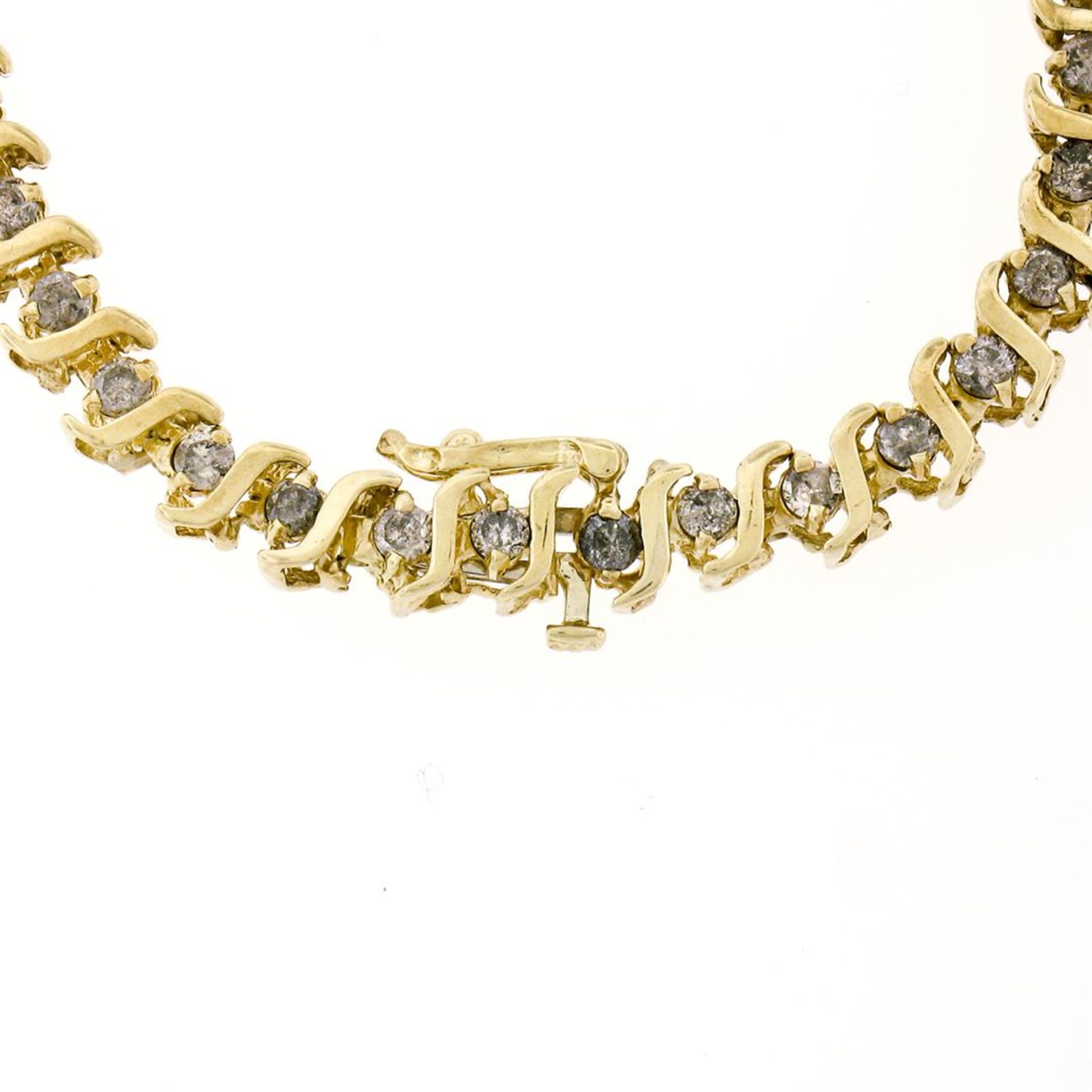 10K Yellow Gold 1.80ctw 7.75" Round Brilliant Diamond "S" Link Tennis Bracelet - Image 5 of 8