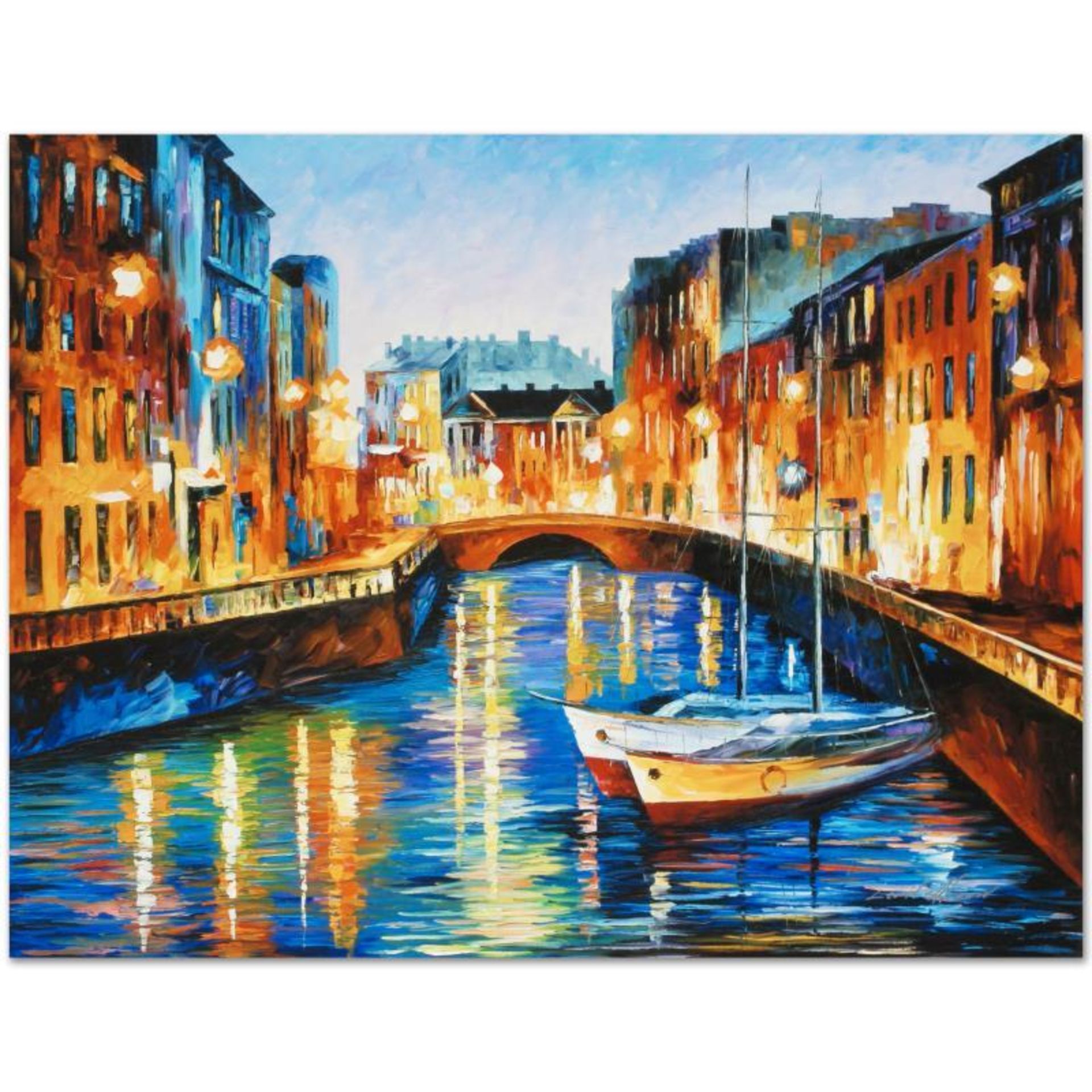 Leonid Afremov (1955-2019) "Evening River" Limited Edition Giclee on Canvas, Num