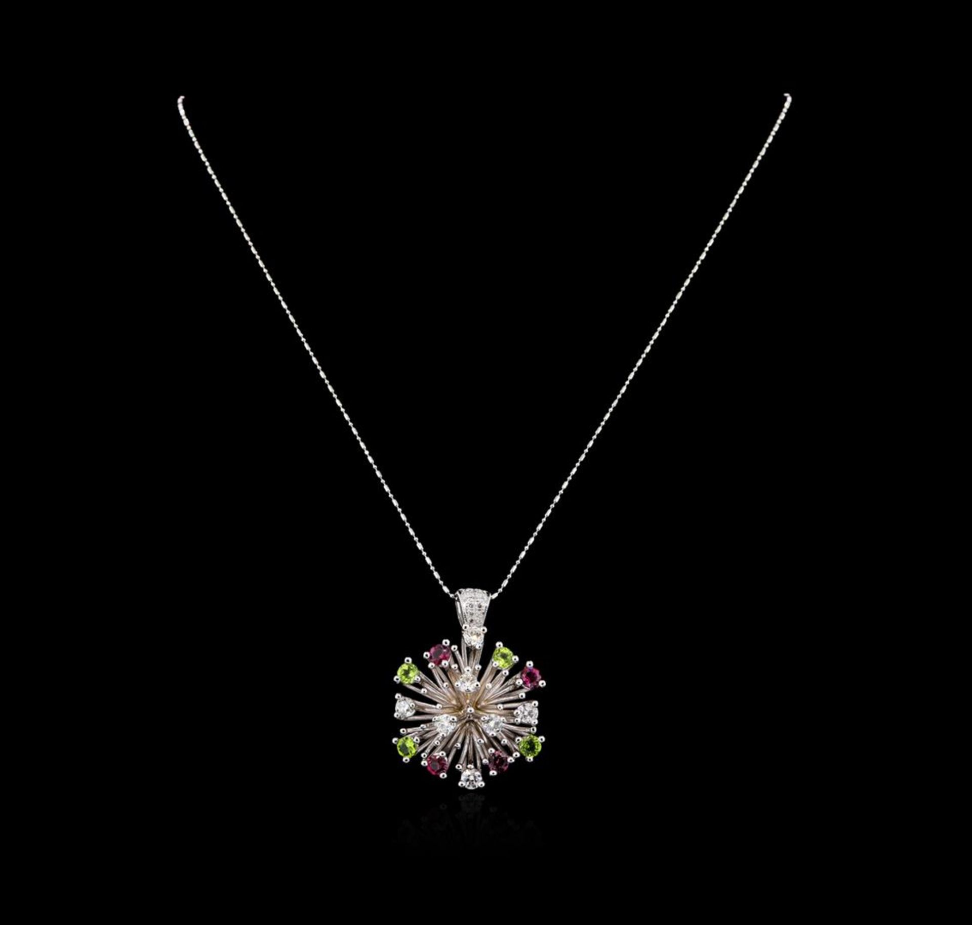 14KT White Gold 2.52 ctw Tourmaline and Diamond Pendant With Chain - Image 2 of 3