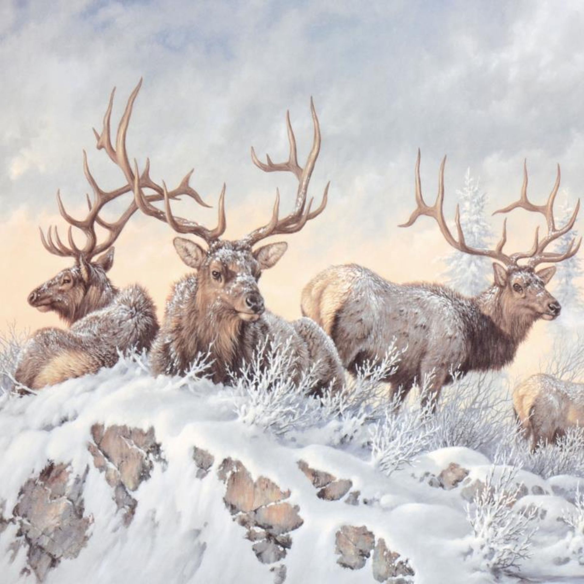 Larry Fanning (1938-2014), "Solstice Rendezvous - Elk" Limited Edition Lithograp - Image 2 of 3