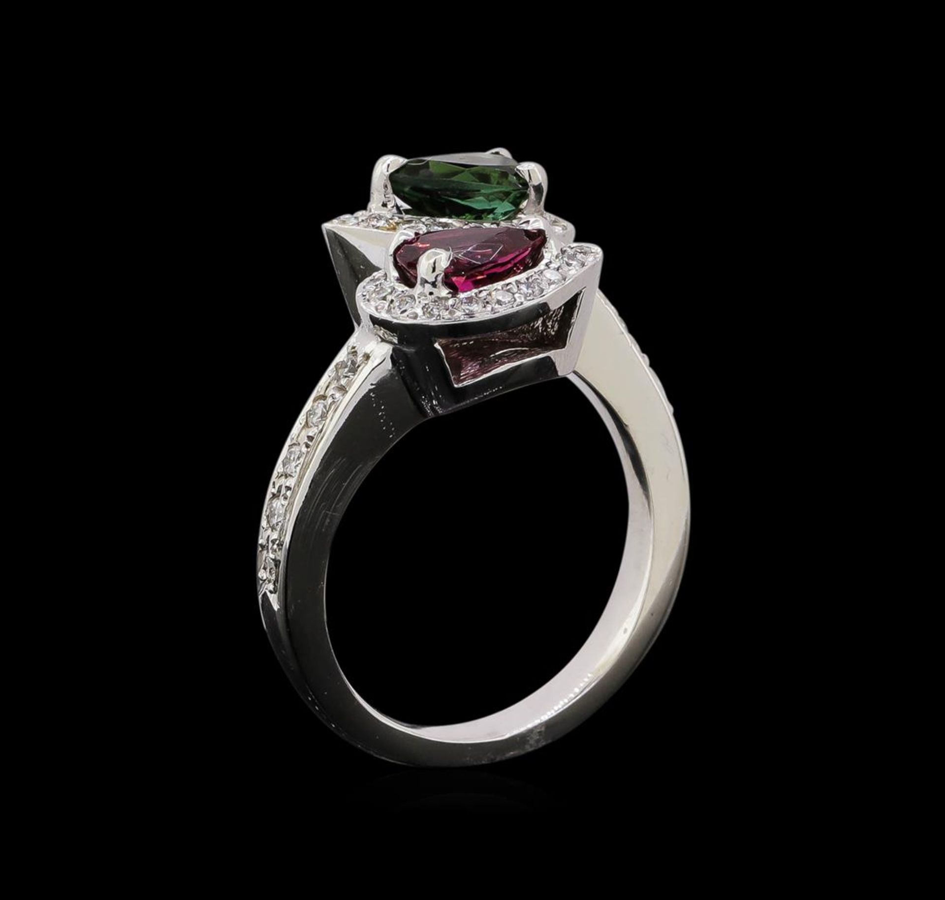 1.22 ctw Tourmaline and Diamond Ring - 14KT White Gold - Image 4 of 4