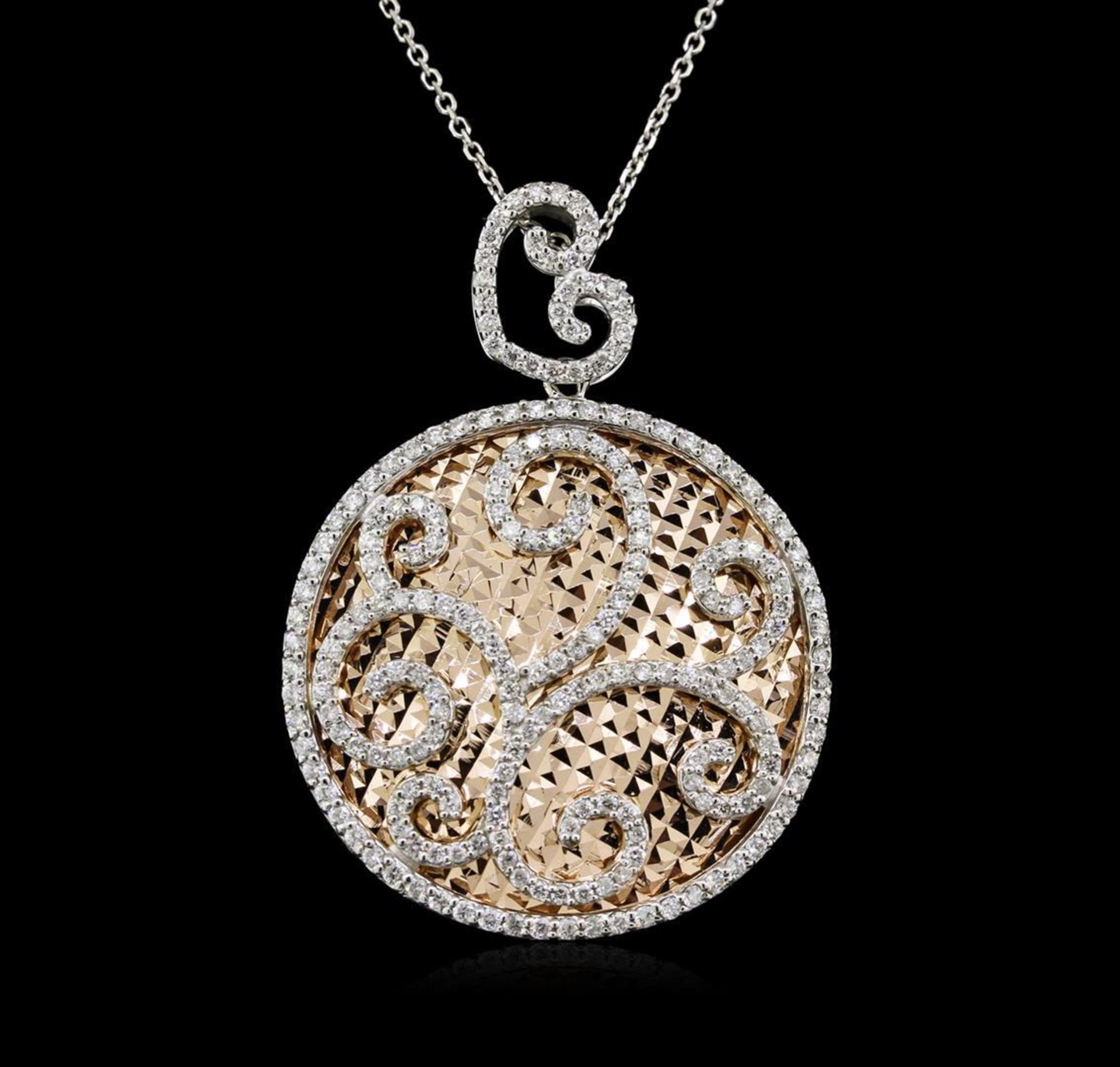 1.55 ctw Diamond Pendant With Chain - 14KT Two-Tone Gold - Image 2 of 3