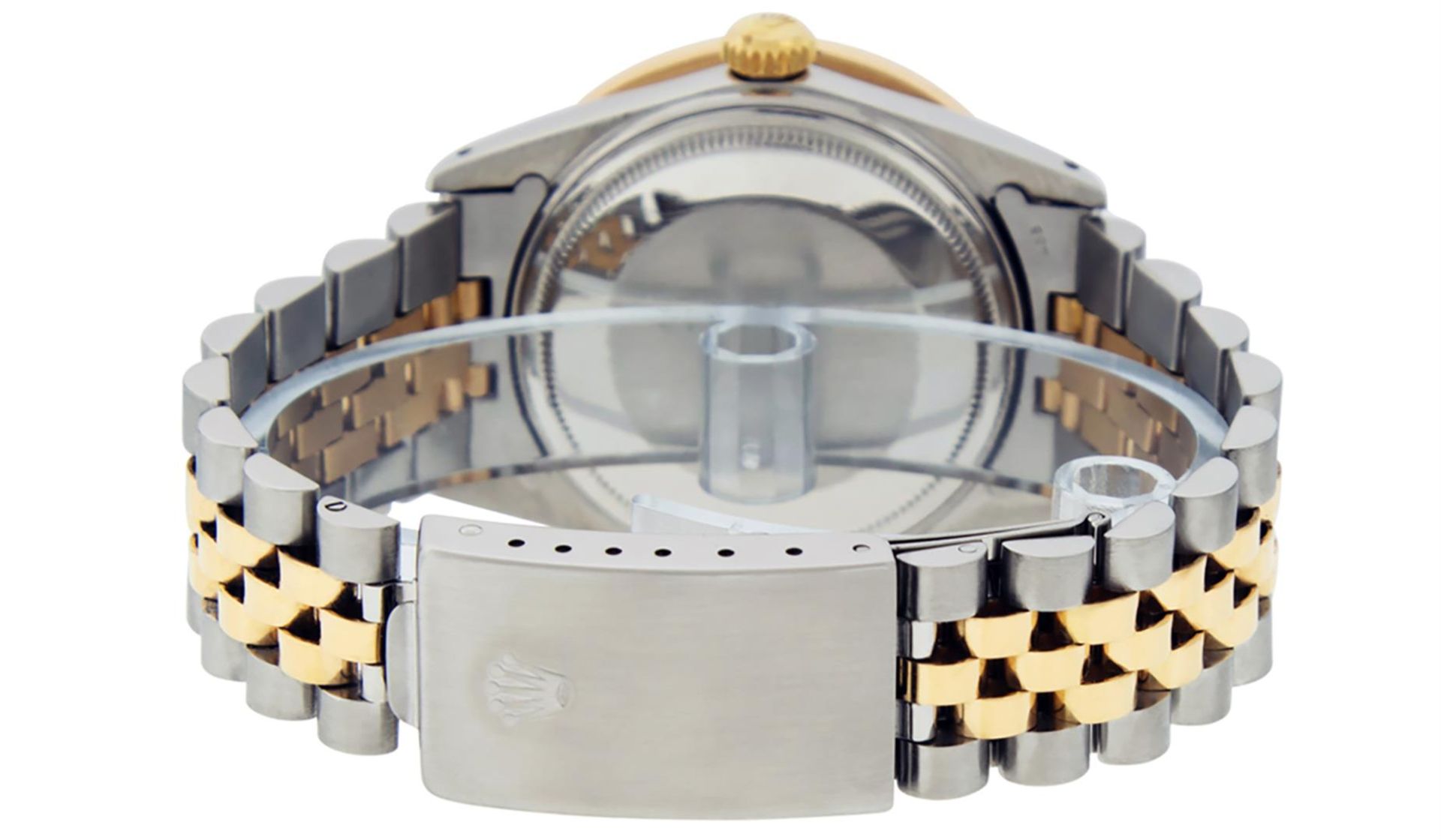 Rolex Mens 2 Tone Green Vignette Princess Cut Diamond Datejust Wristwatch - Image 8 of 9