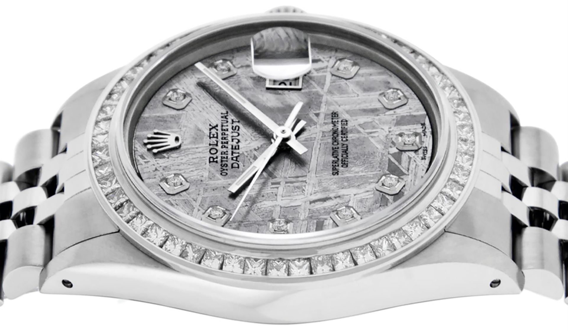 Rolex Mens SS Meteorite Diamond Princess Cut 36MM Datejust Wristwatch - Image 7 of 8