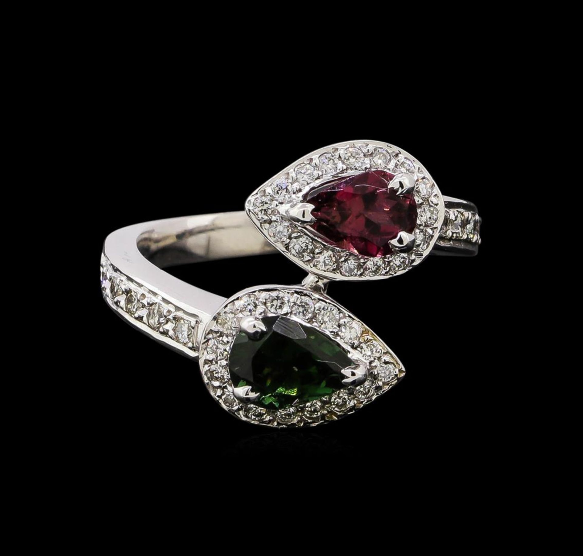 1.22 ctw Tourmaline and Diamond Ring - 14KT White Gold - Image 2 of 4